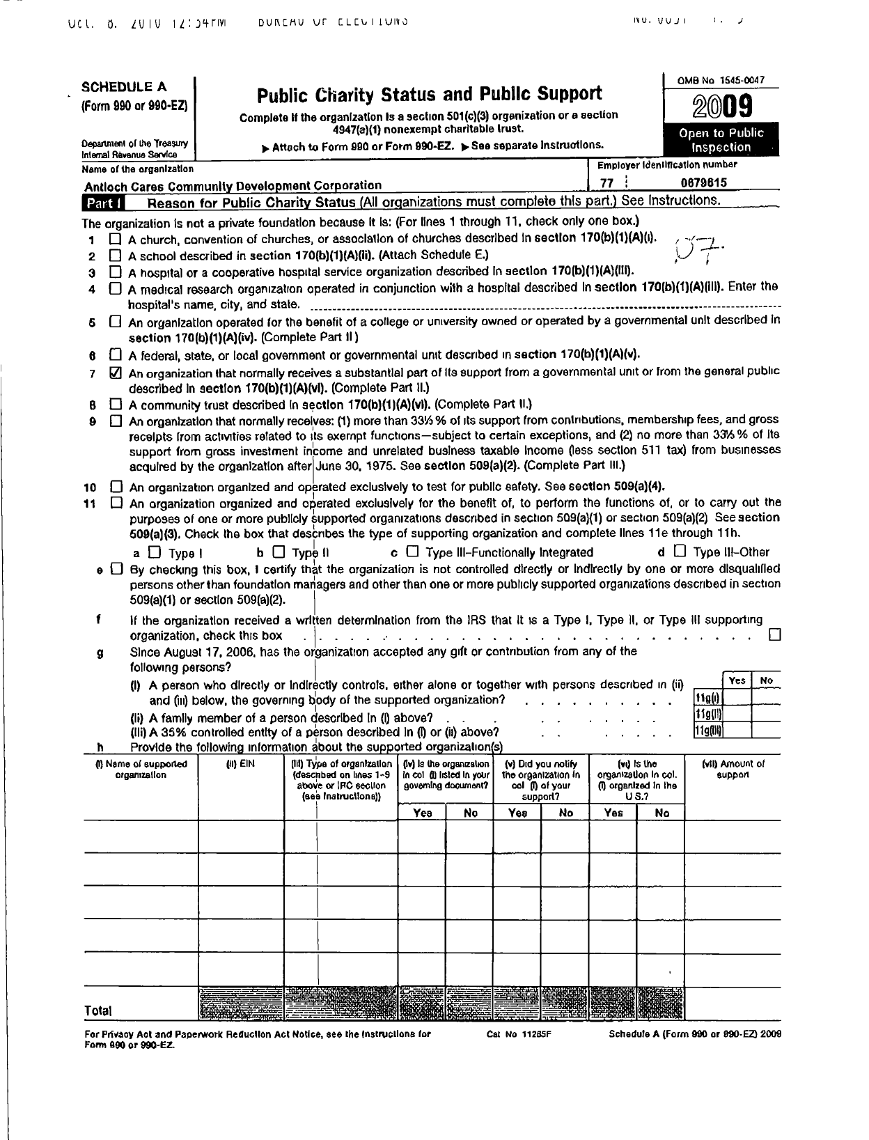 Image of first page of 2009 Form 990ER for Antioch Cares Community Development Corporation