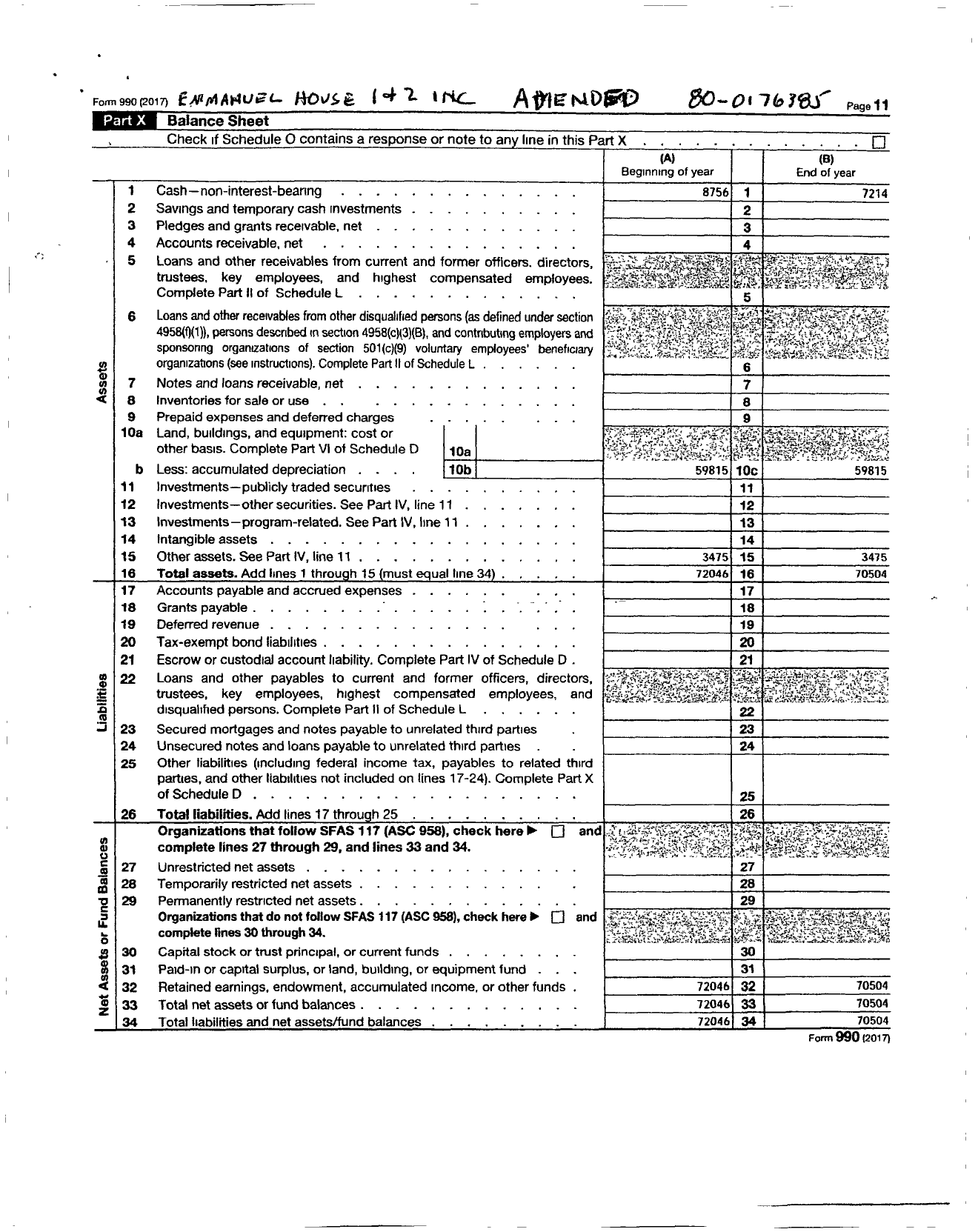 Image of first page of 2015 Form 990R for Emmanuel House 1 and 2