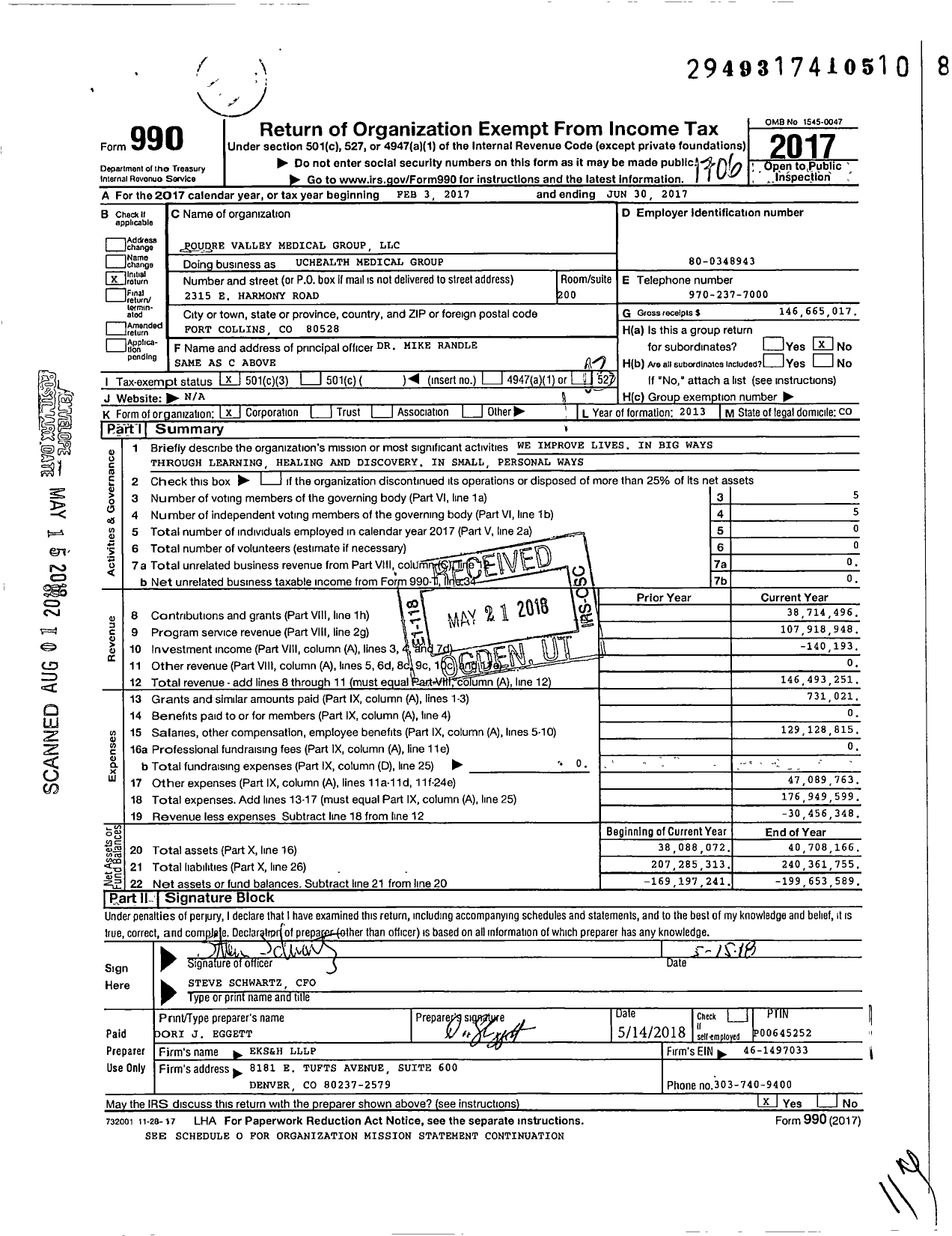 Image of first page of 2016 Form 990 for Uchealth Medical Group