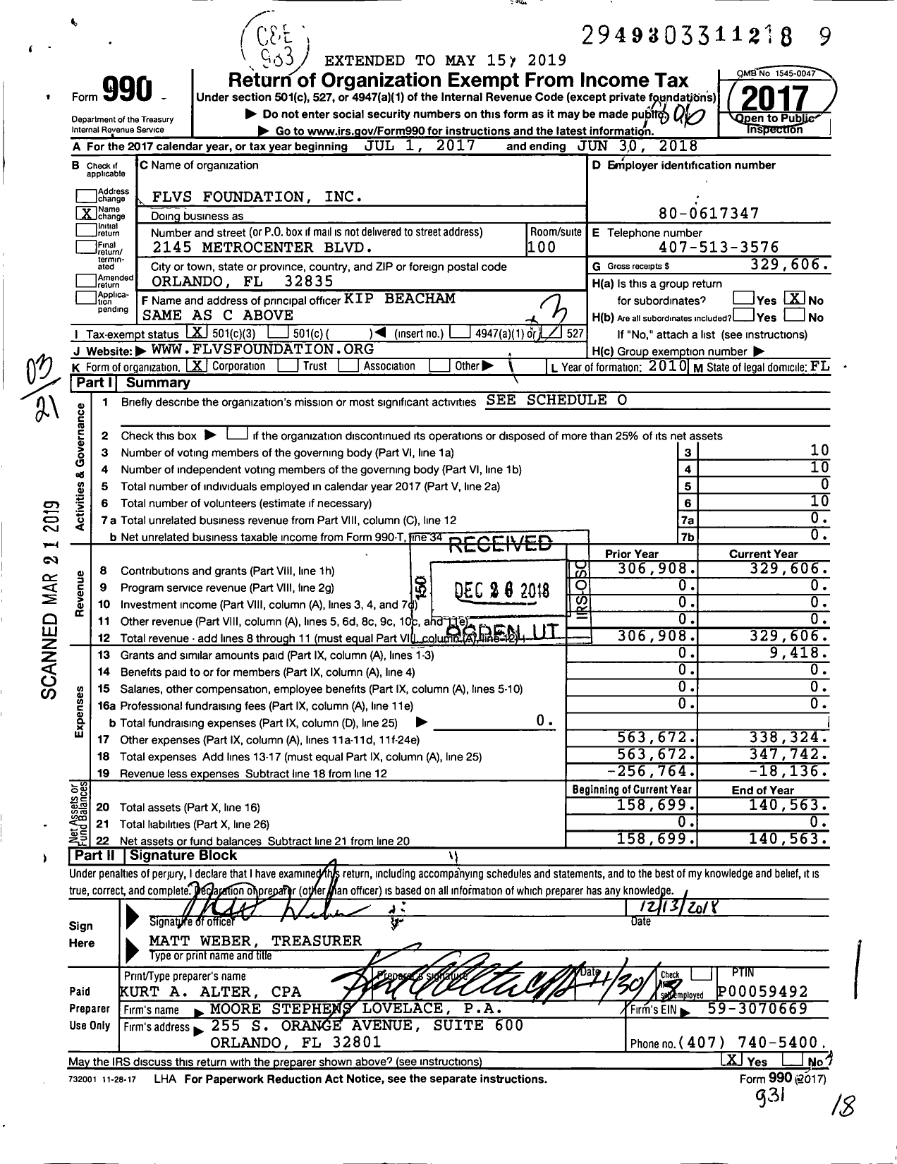 Image of first page of 2017 Form 990 for FLVS Foundation