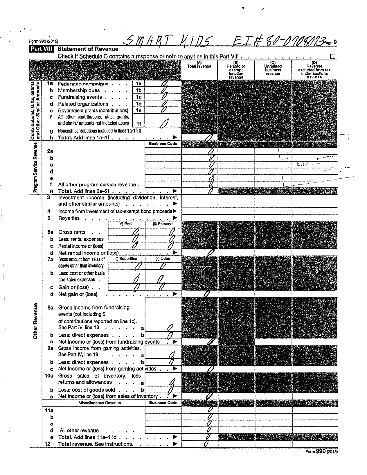 Image of first page of 2015 Form 990R for Smart Kids