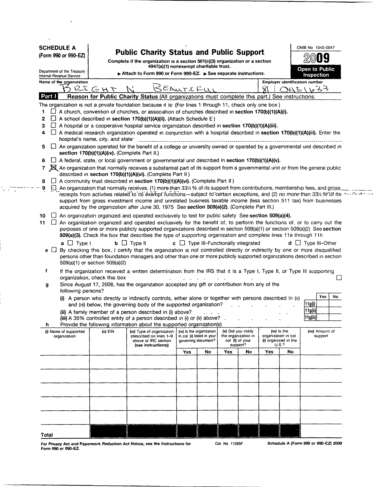 Image of first page of 2009 Form 990ER for Bright N Beautiful