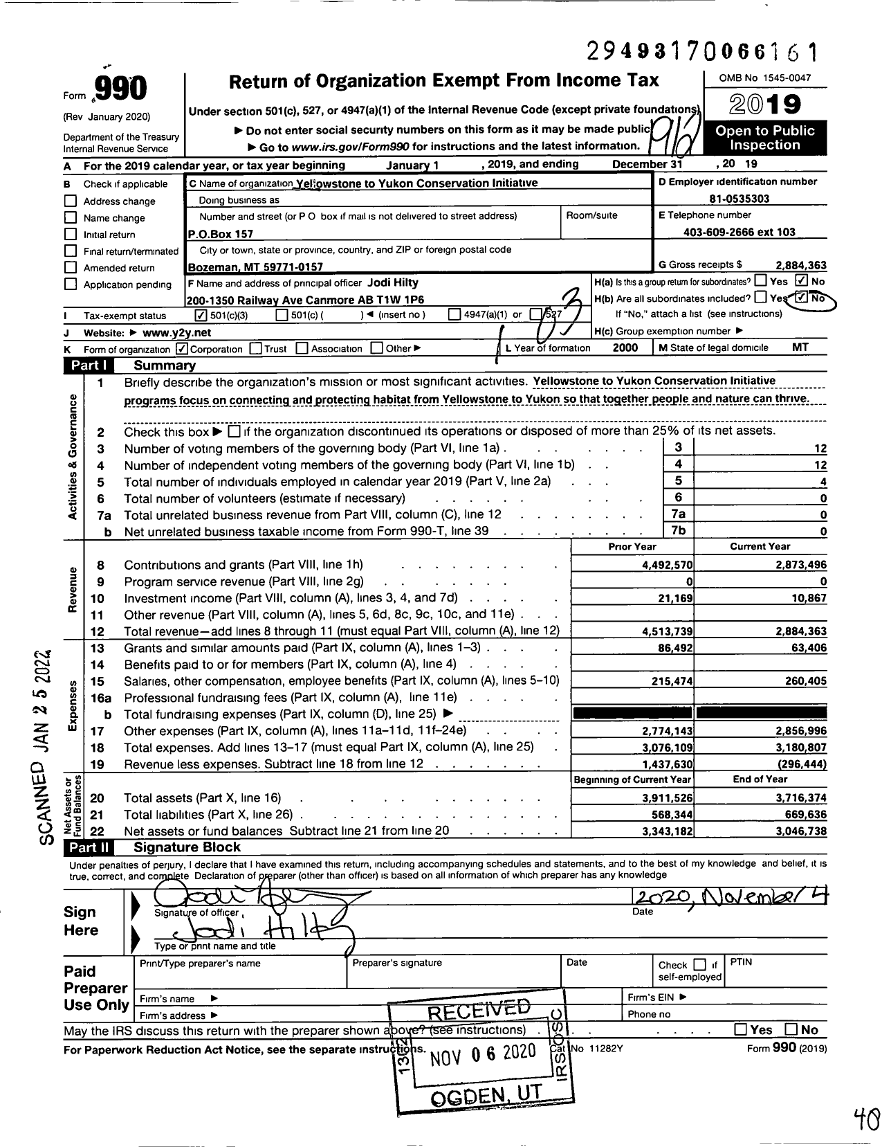 Image of first page of 2019 Form 990 for Yellowstone To Yukon