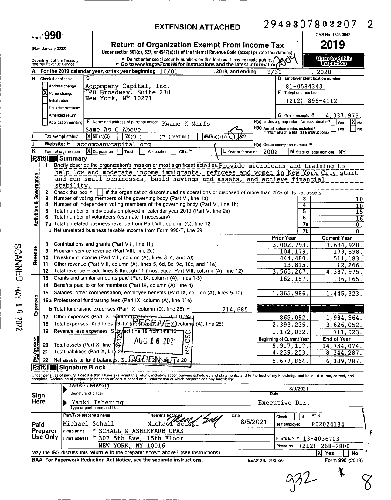 Image of first page of 2019 Form 990 for Accompany Capital