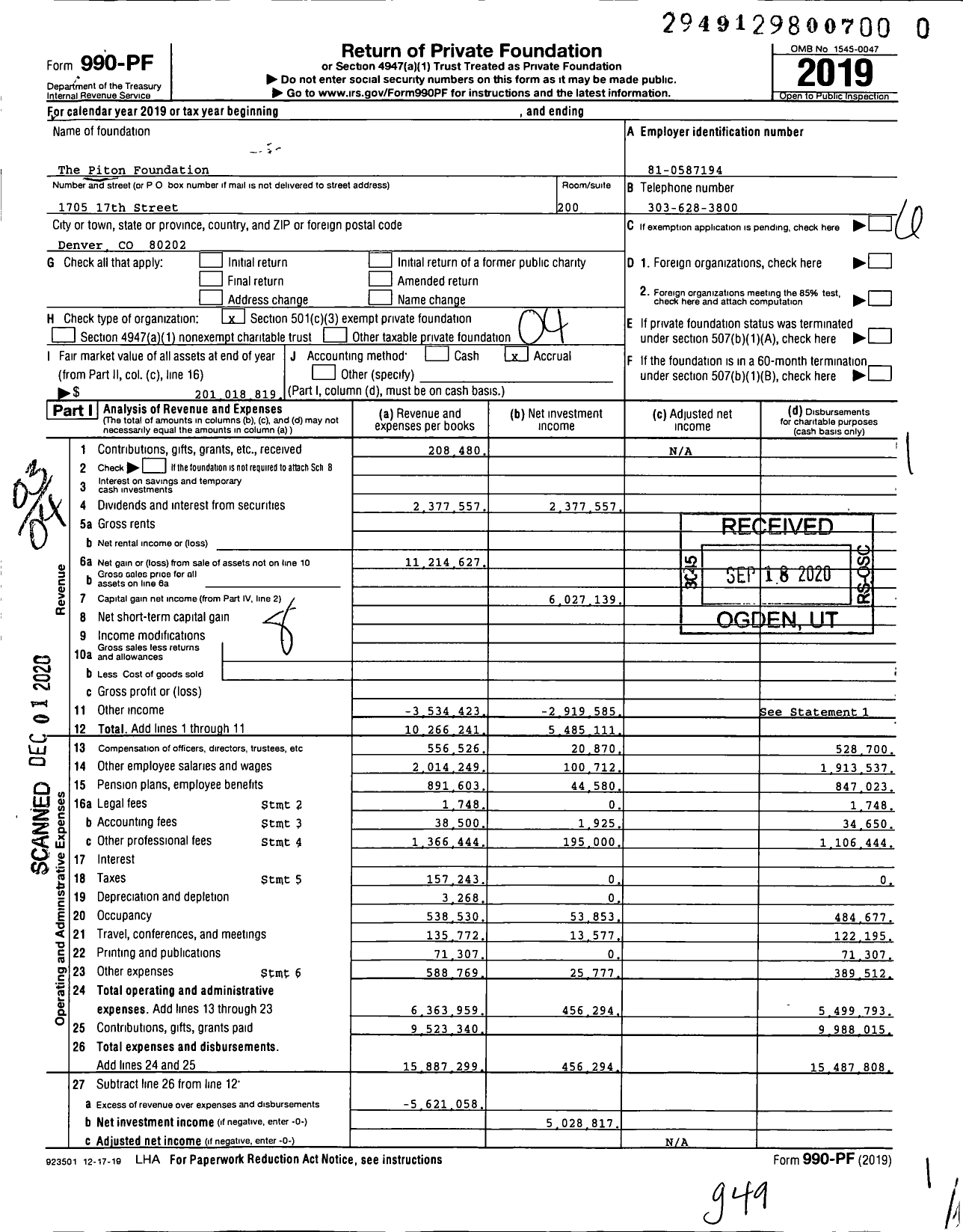 Image of first page of 2019 Form 990PF for Gary Philanthropy
