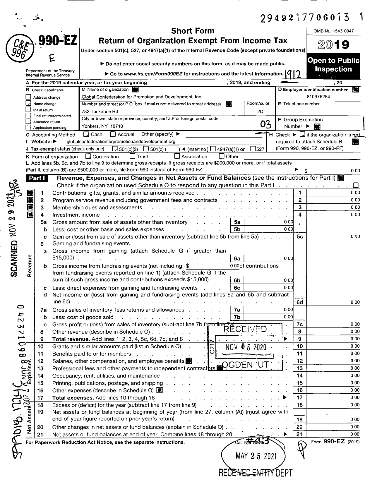 Image of first page of 2019 Form 990EZ for Saint Francis Mission and Foundation for Caring