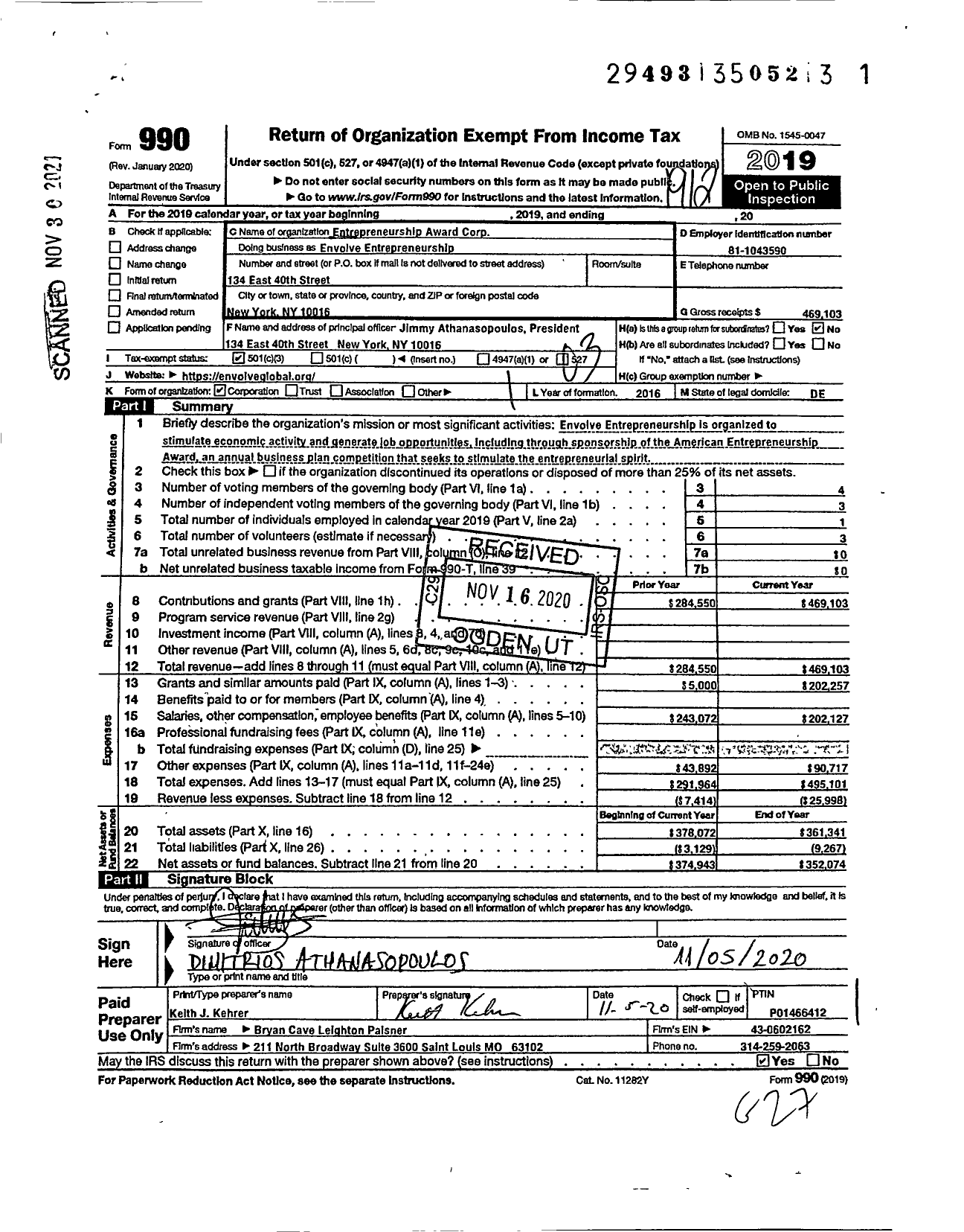 Image of first page of 2019 Form 990 for Founder Forward