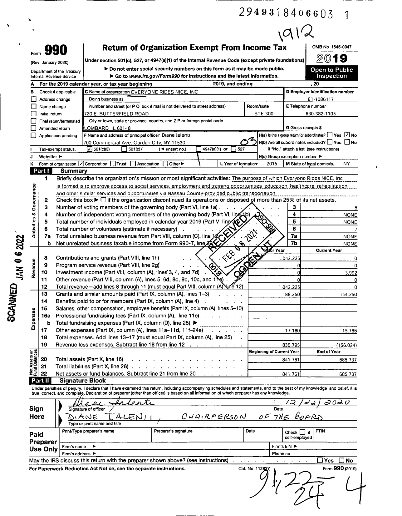 Image of first page of 2019 Form 990 for Everyone Rides Nice