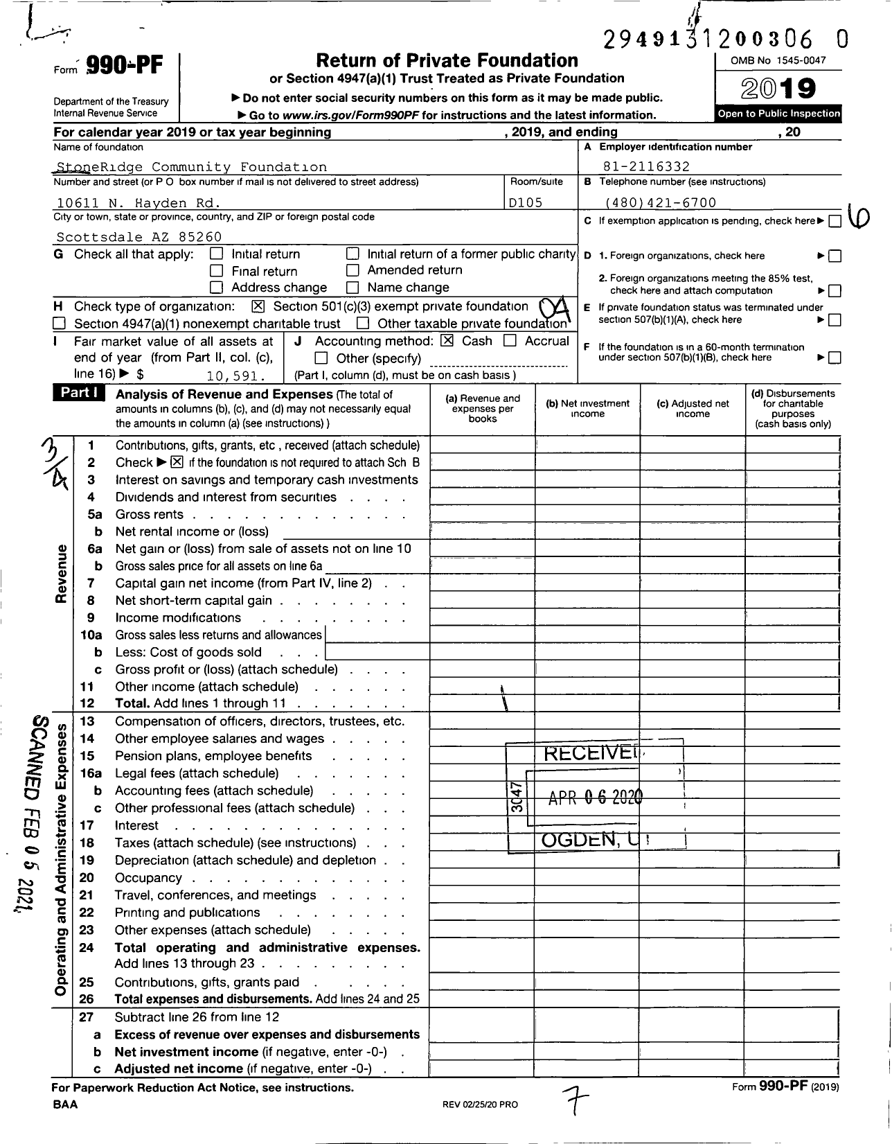 Image of first page of 2019 Form 990PF for The Terra Foundation