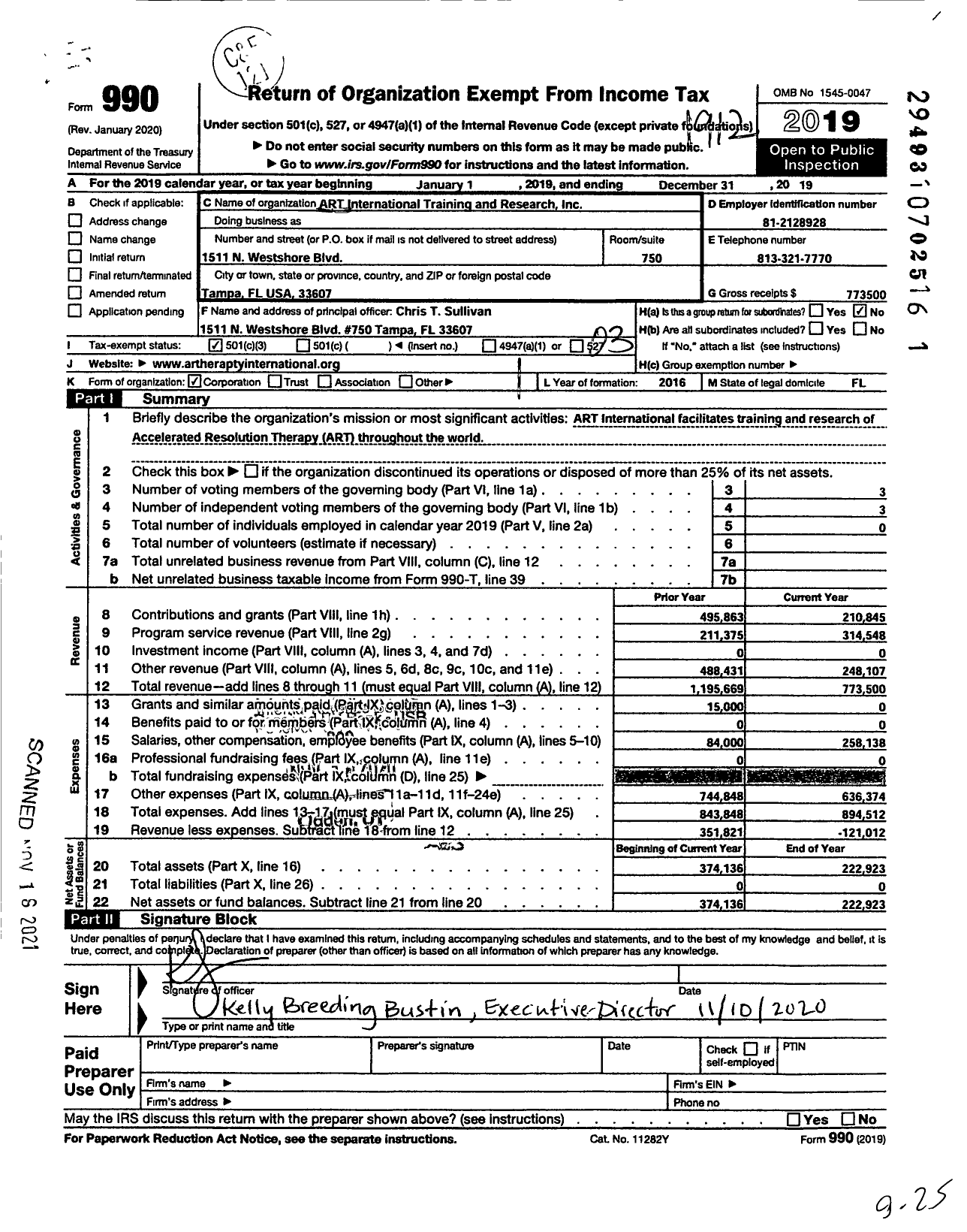 Image of first page of 2019 Form 990 for Arise Alliance Institute