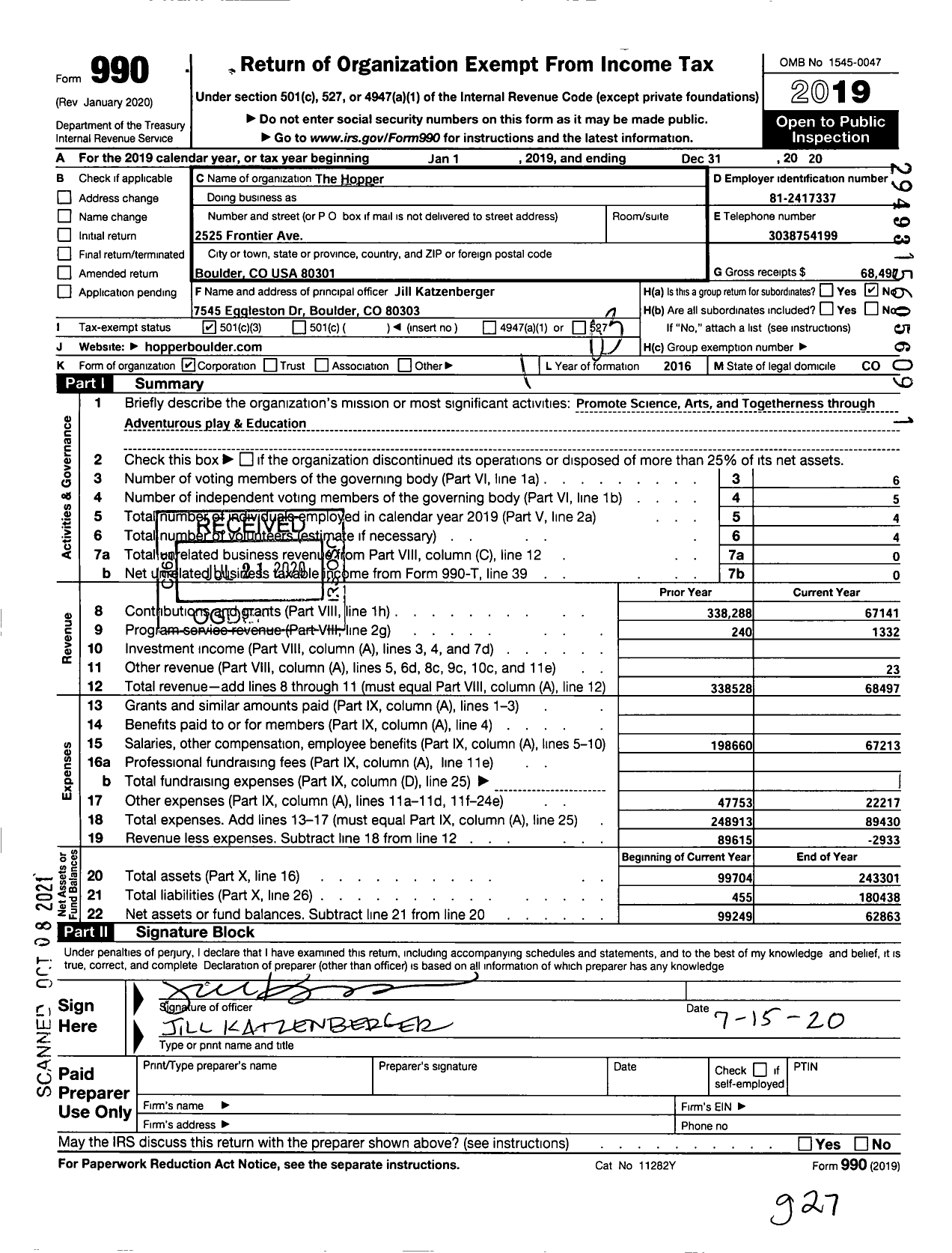 Image of first page of 2019 Form 990 for Junkyard Social Club