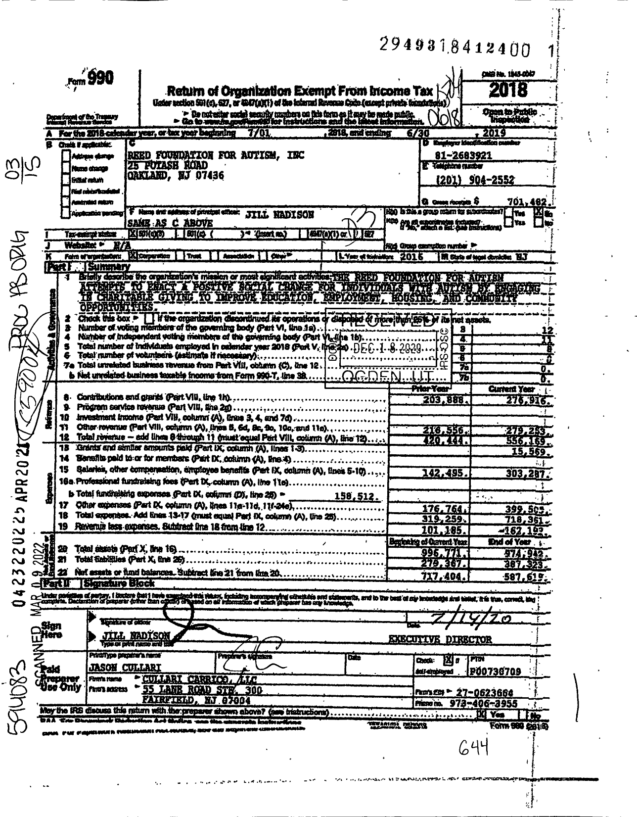 Image of first page of 2017 Form 990 for Reed Foundation for Autism