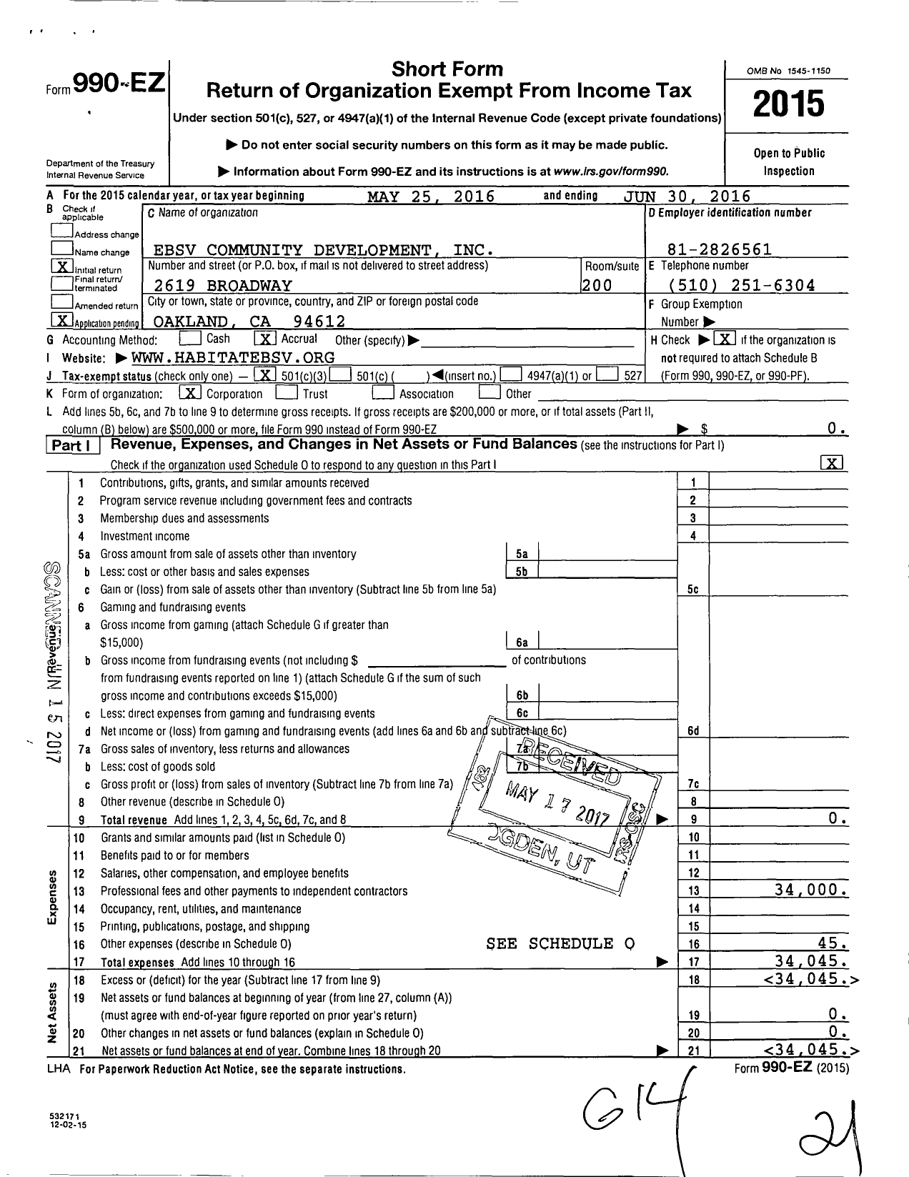 Image of first page of 2015 Form 990EZ for Habitat Community Capital