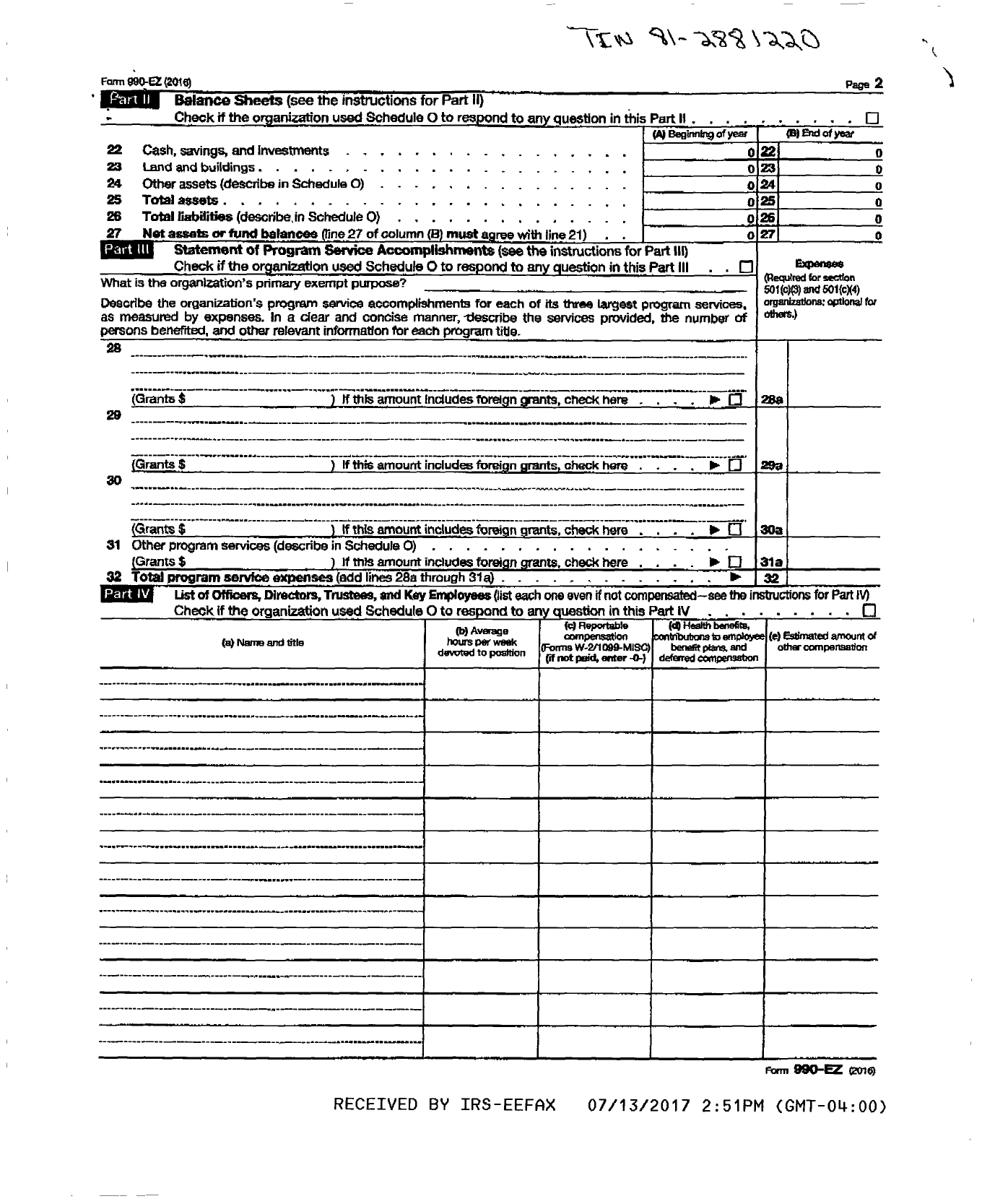 Image of first page of 2016 Form 990ER for Rho Omicron Foundation