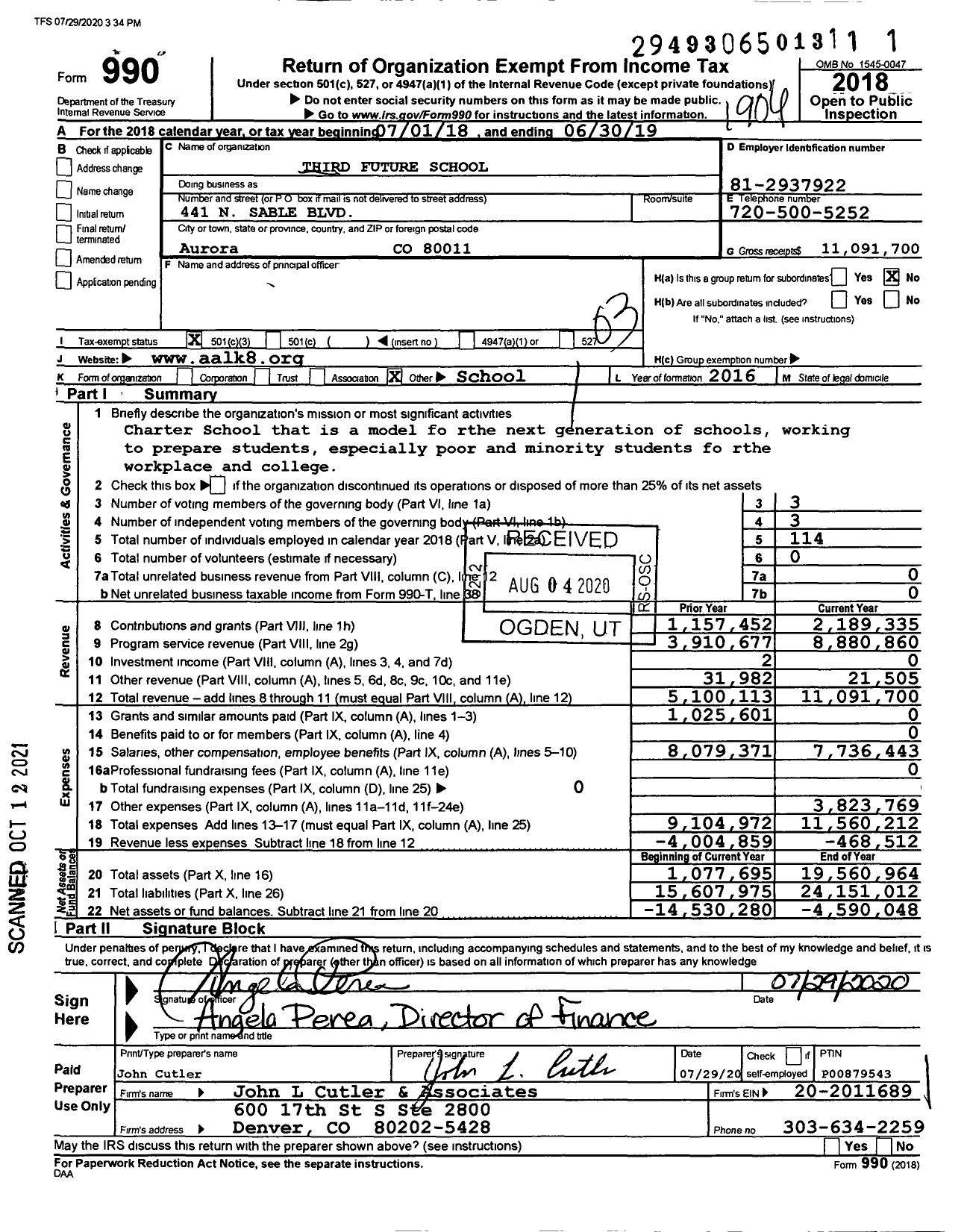 Image of first page of 2018 Form 990 for Third Future Schools