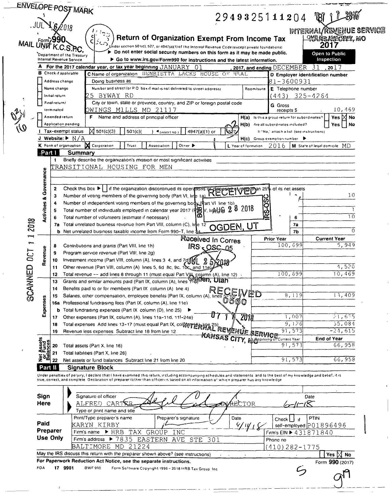 Image of first page of 2017 Form 990 for Henrietta Lacks House of Healing