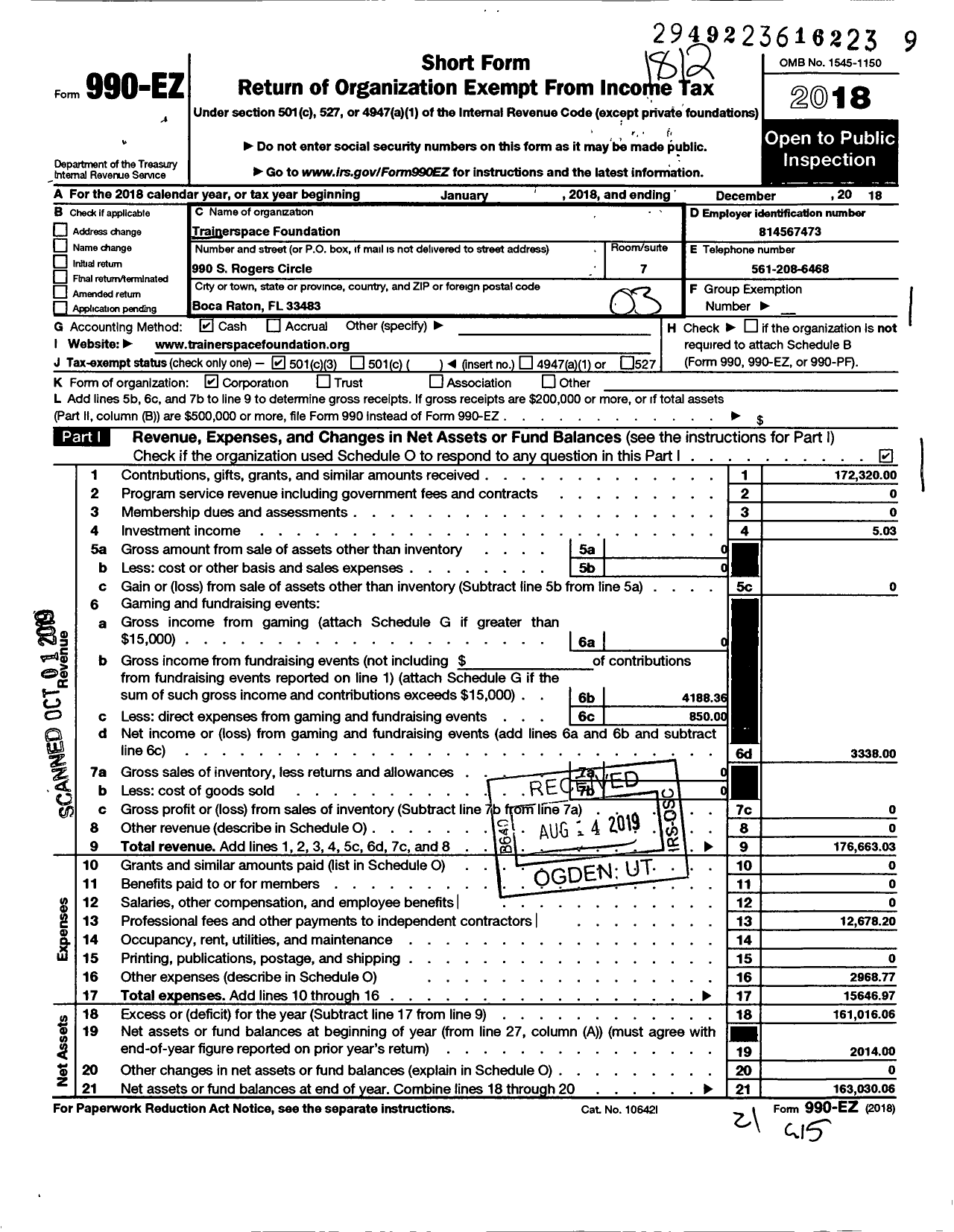 Image of first page of 2018 Form 990EZ for Grey Team