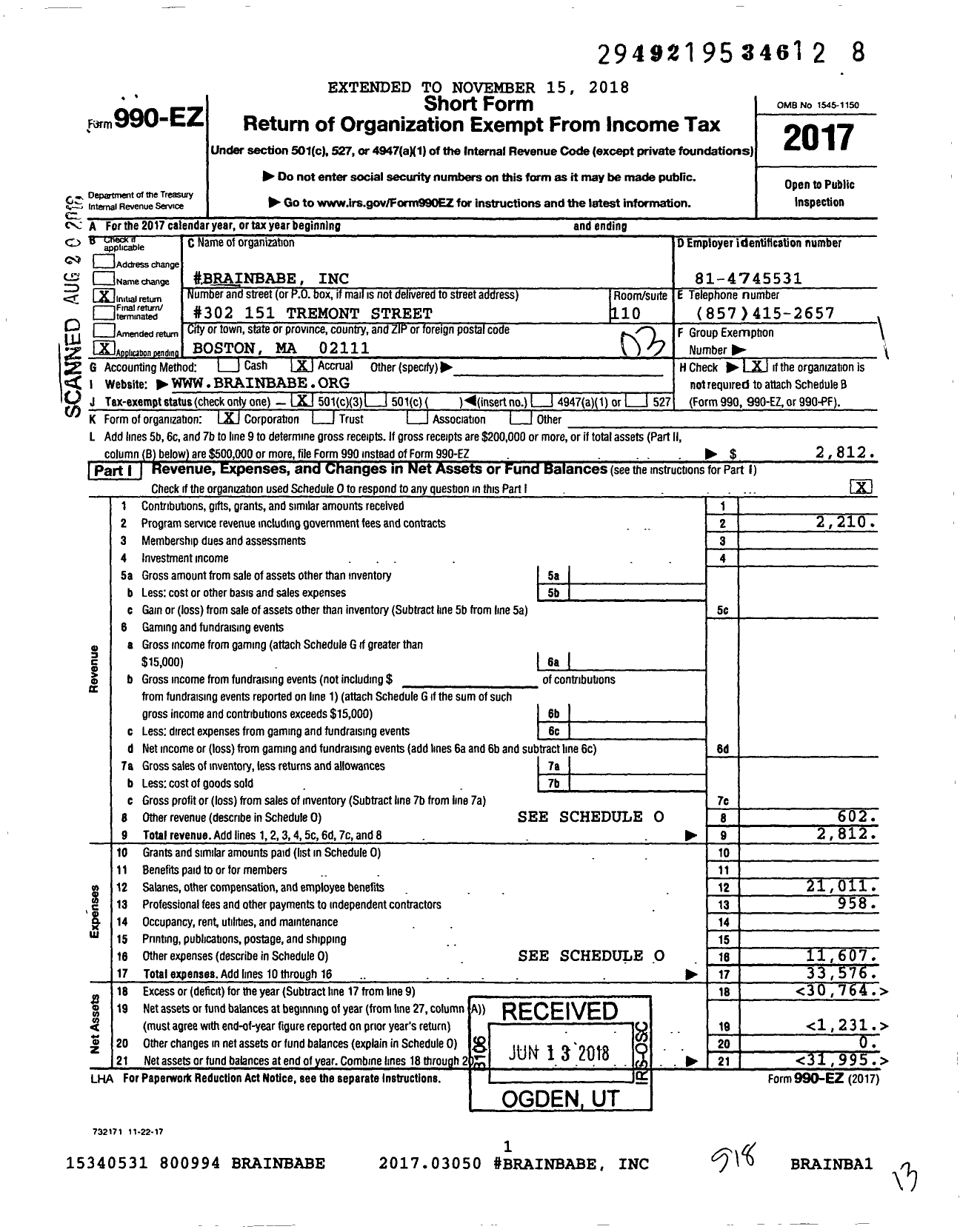 Image of first page of 2017 Form 990EZ for Secure Diversity