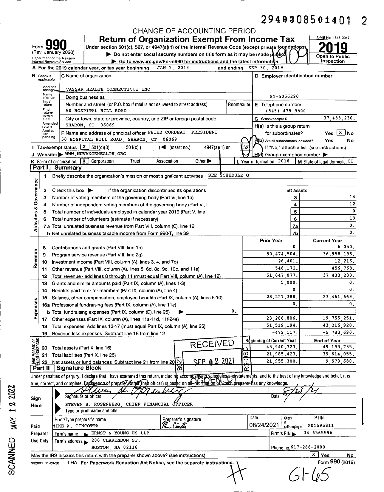 Image of first page of 2018 Form 990 for Sharon Hospital