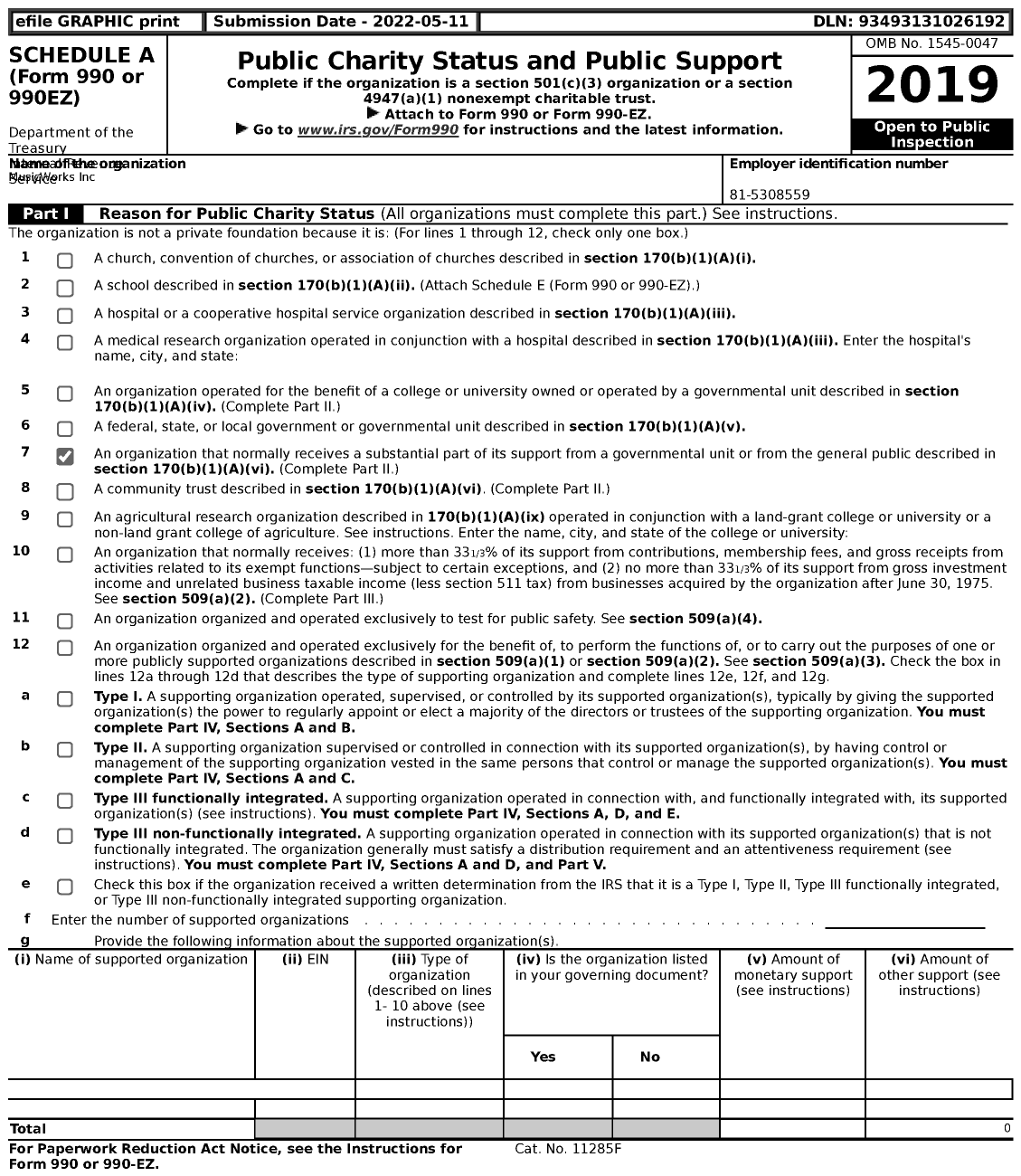 Image of first page of 2019 Form 990 for MusicWorks