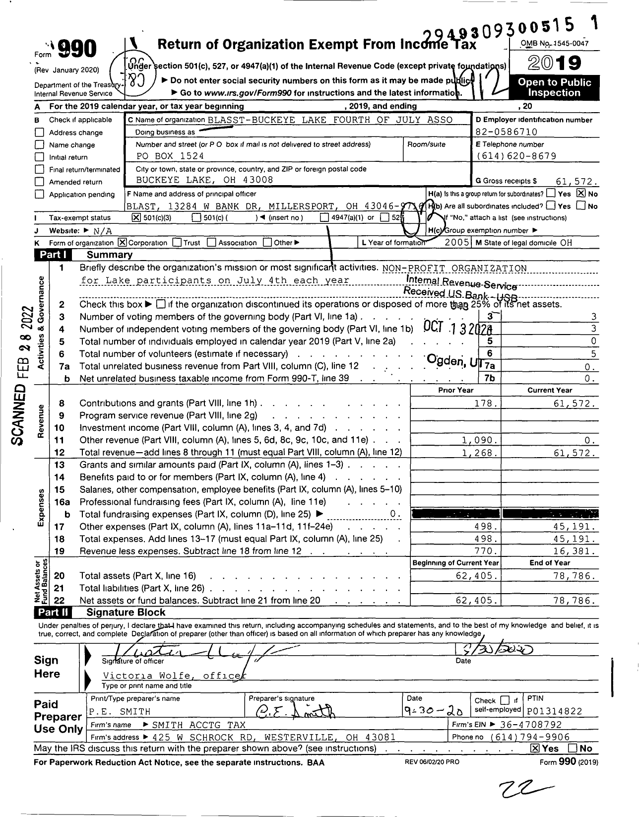 Image of first page of 2019 Form 990 for Blasst