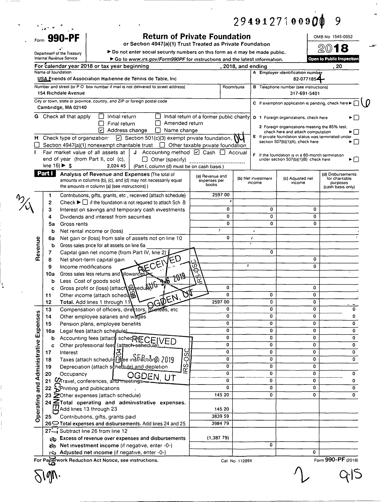 Image of first page of 2018 Form 990PF for Shakehand Youth