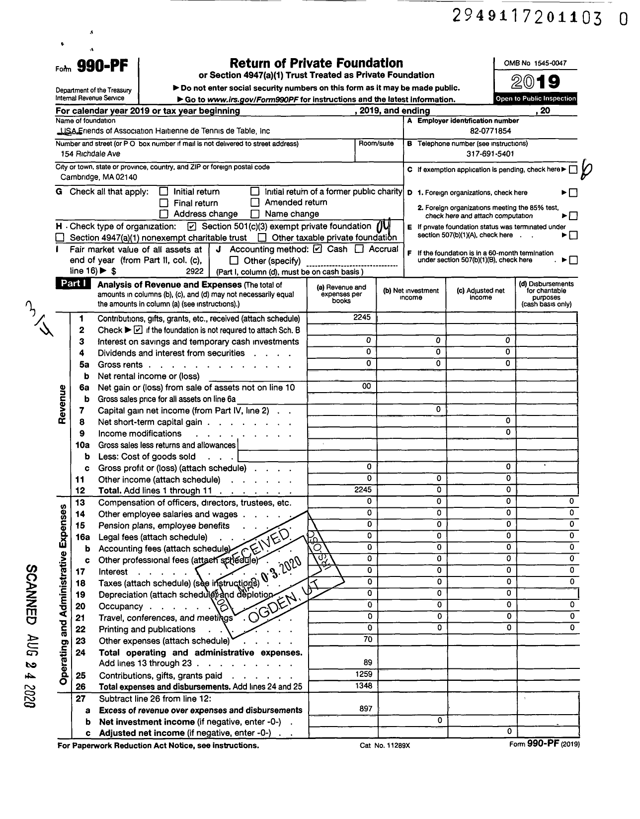 Image of first page of 2019 Form 990PR for Shakehand Youth