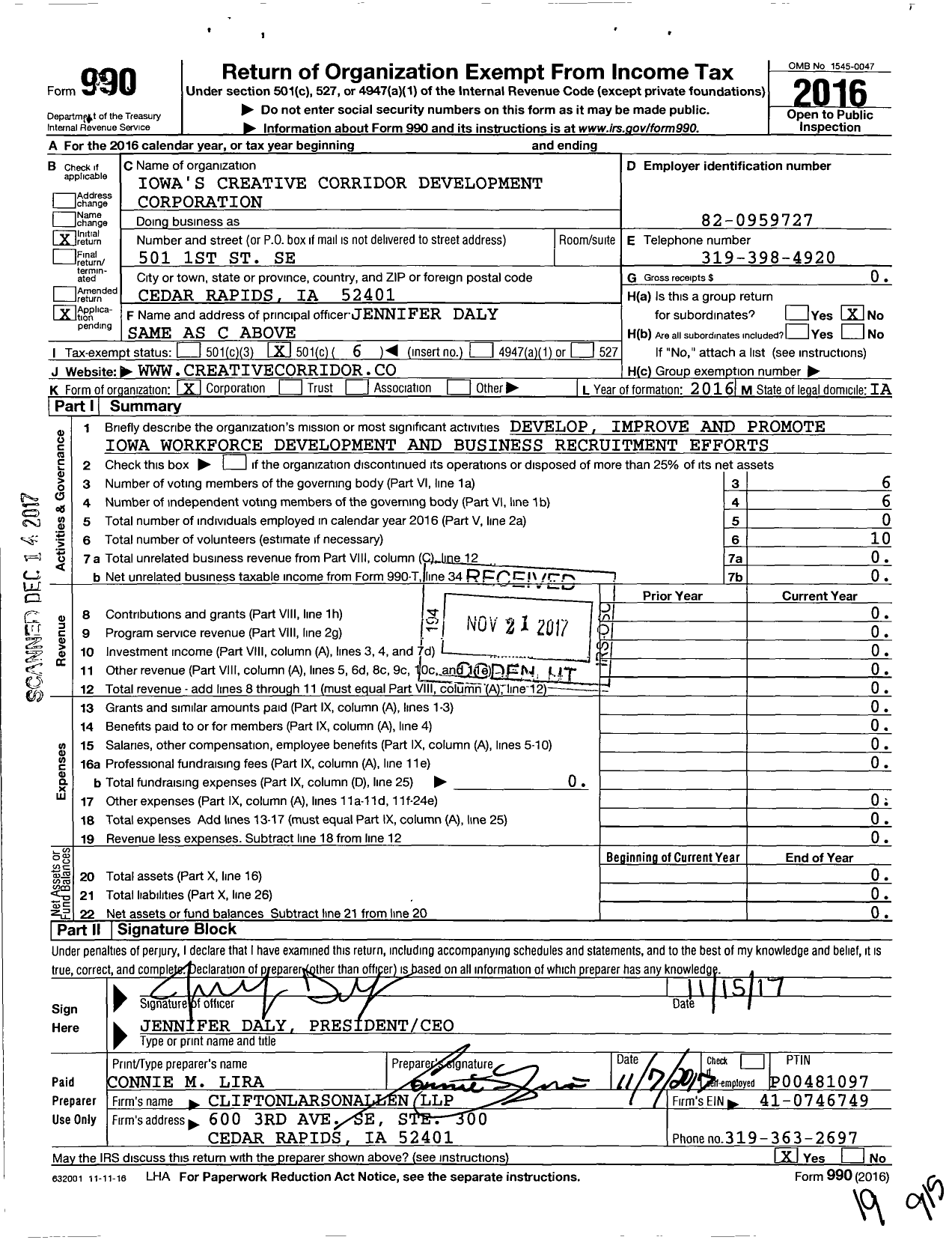 Image of first page of 2016 Form 990O for Icr Iowa