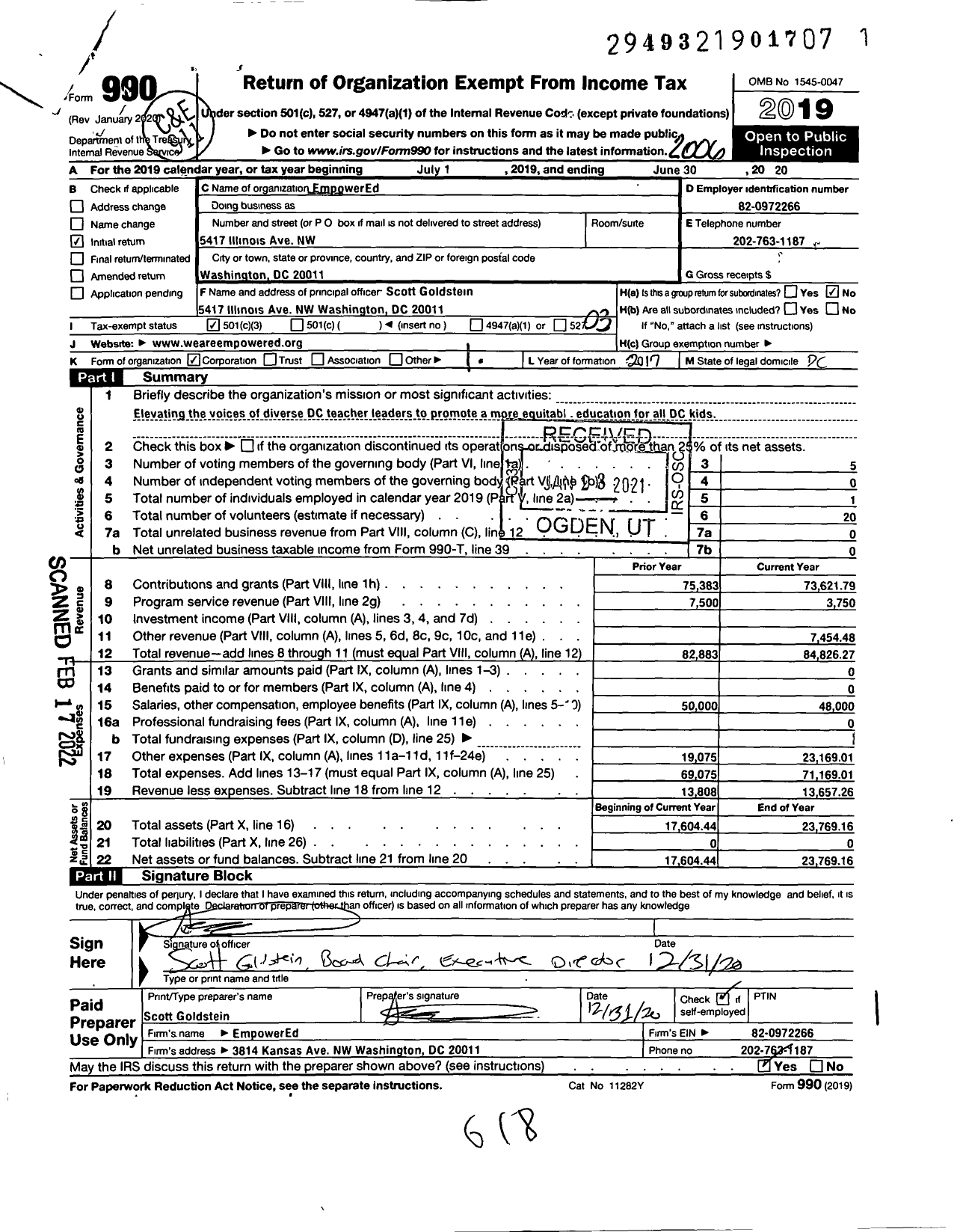 Image of first page of 2019 Form 990 for Empowered