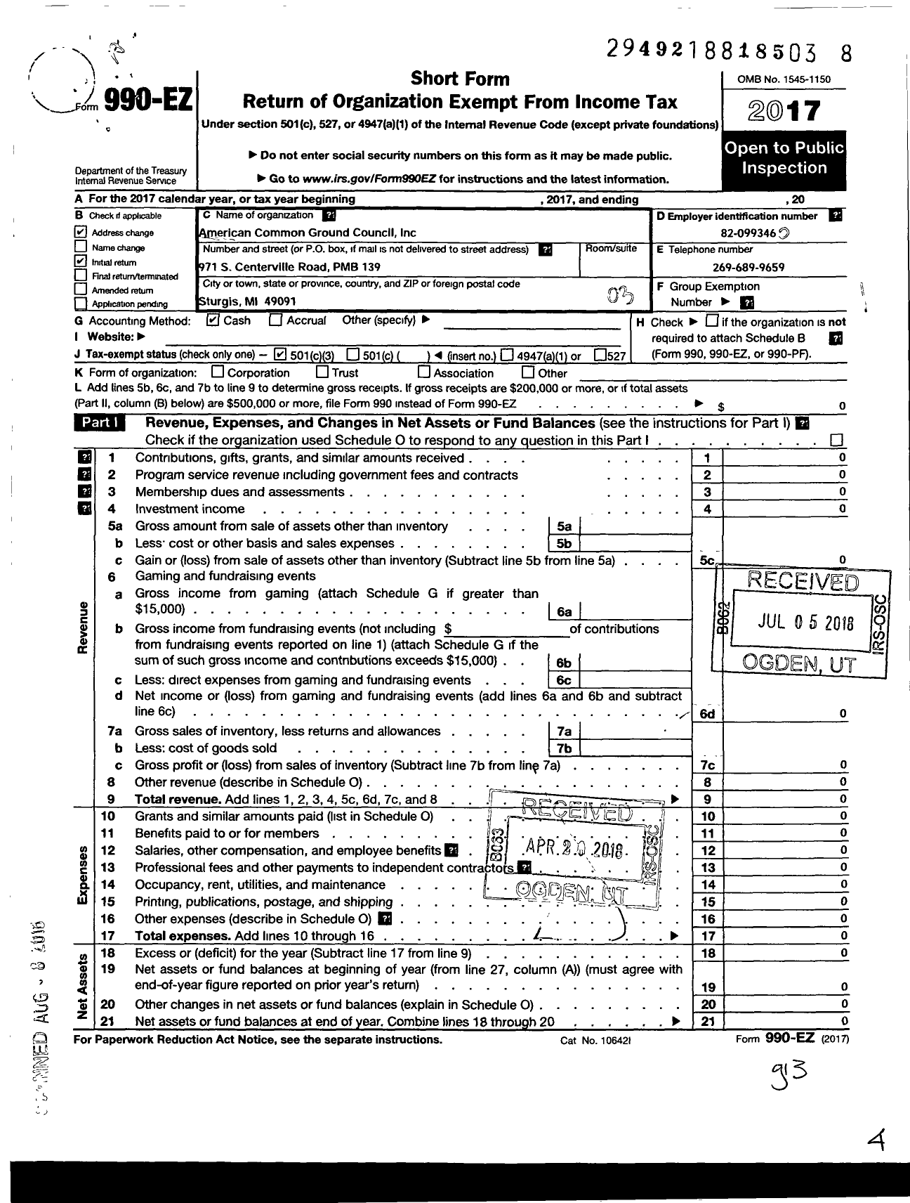 Image of first page of 2017 Form 990 for Conservamerica