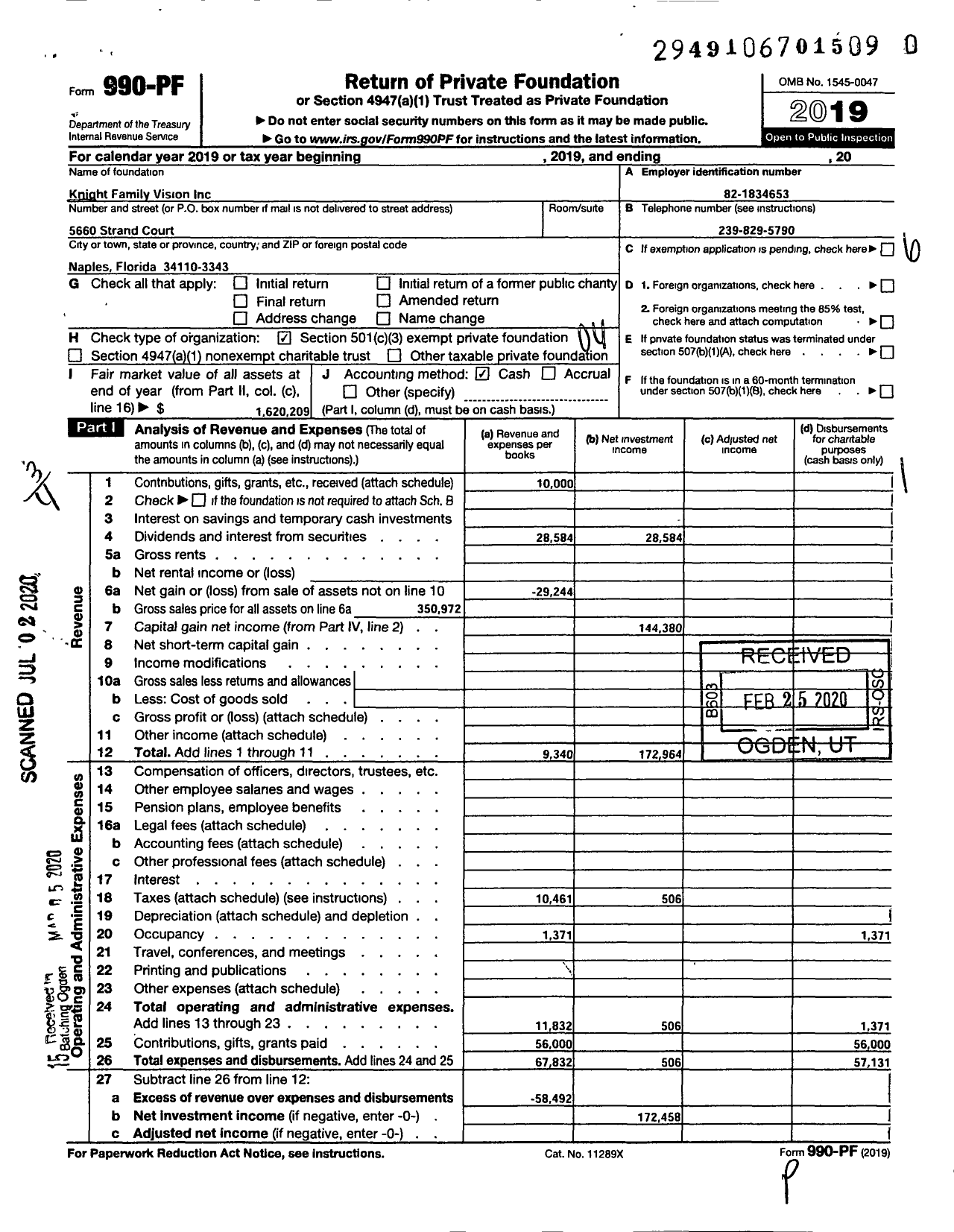 Image of first page of 2019 Form 990PR for Knight Family Vision