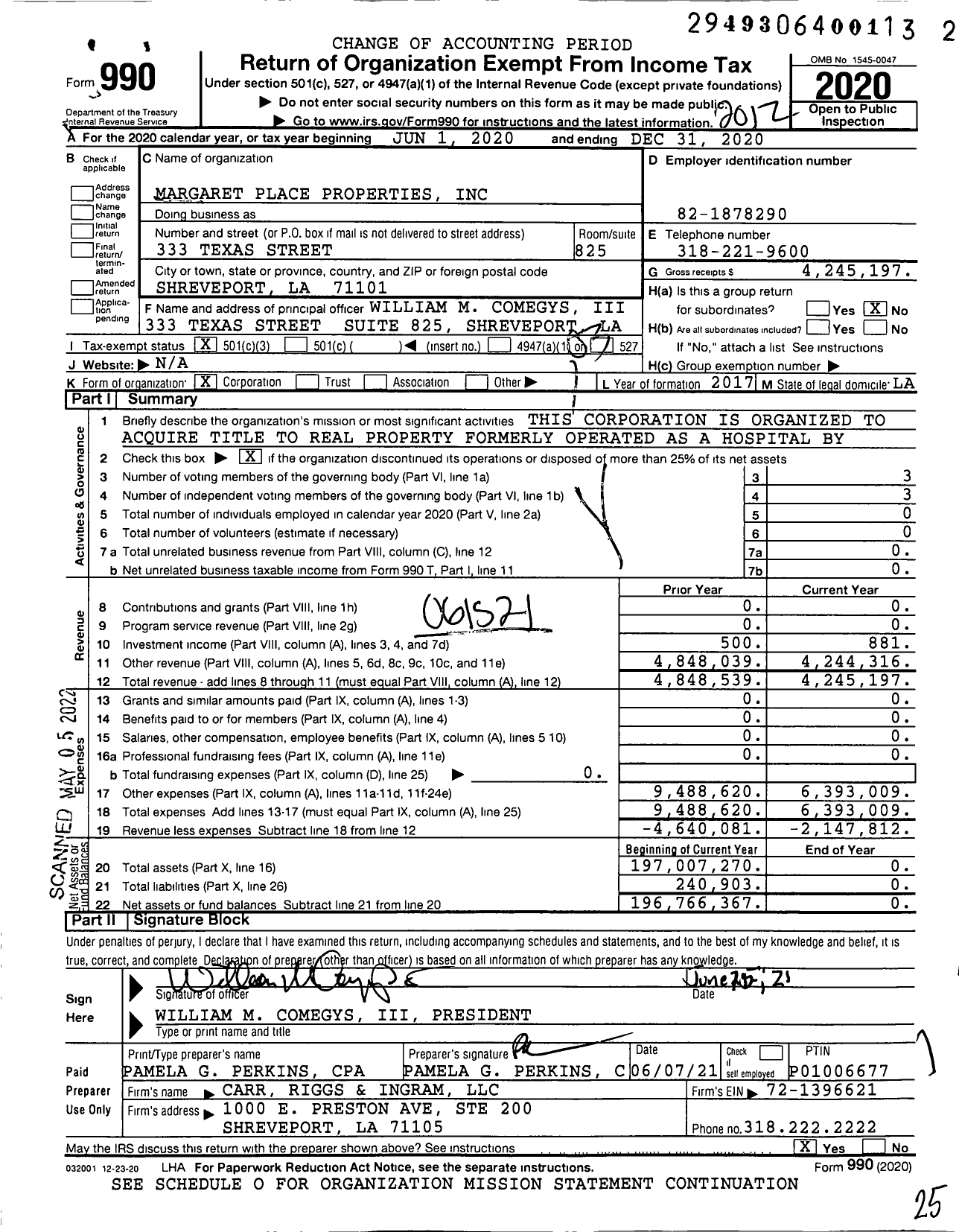 Image of first page of 2020 Form 990 for Louisiana Strategic Research Initiative