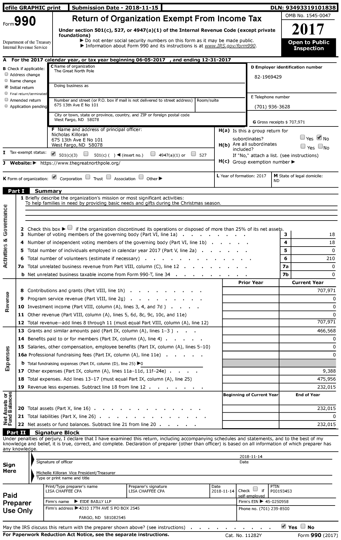 Image of first page of 2017 Form 990 for The Great North Pole