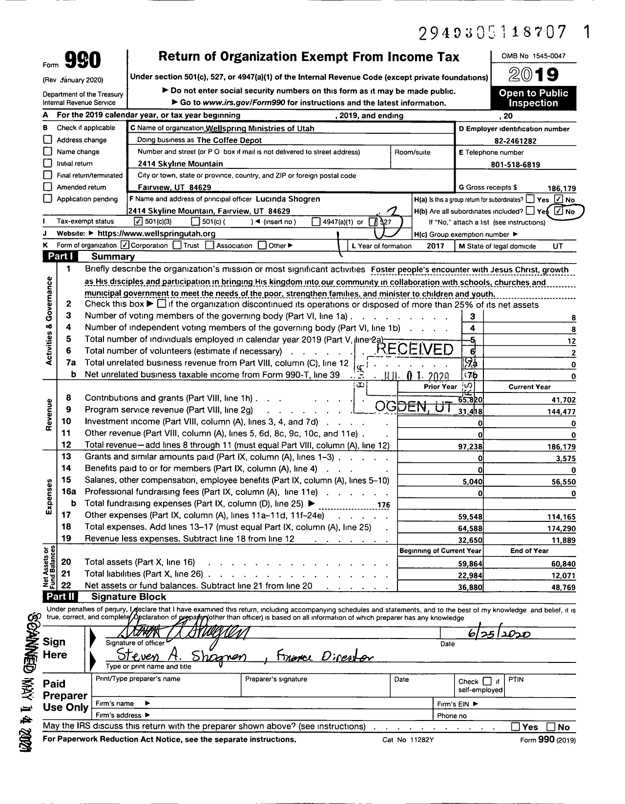 Image of first page of 2019 Form 990 for The Coffee Depot