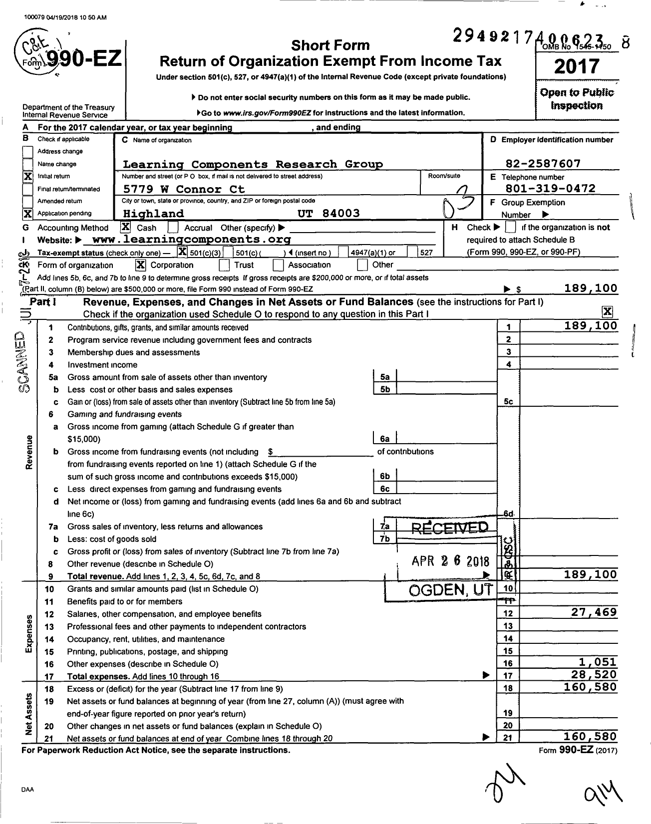 Image of first page of 2017 Form 990EZ for Edtech for Learning