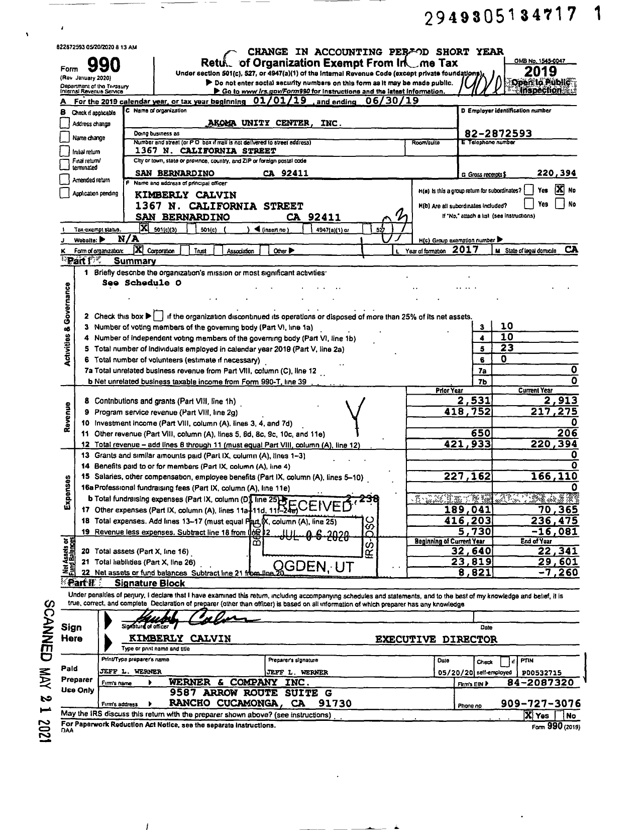 Image of first page of 2018 Form 990 for Akoma Unity Center