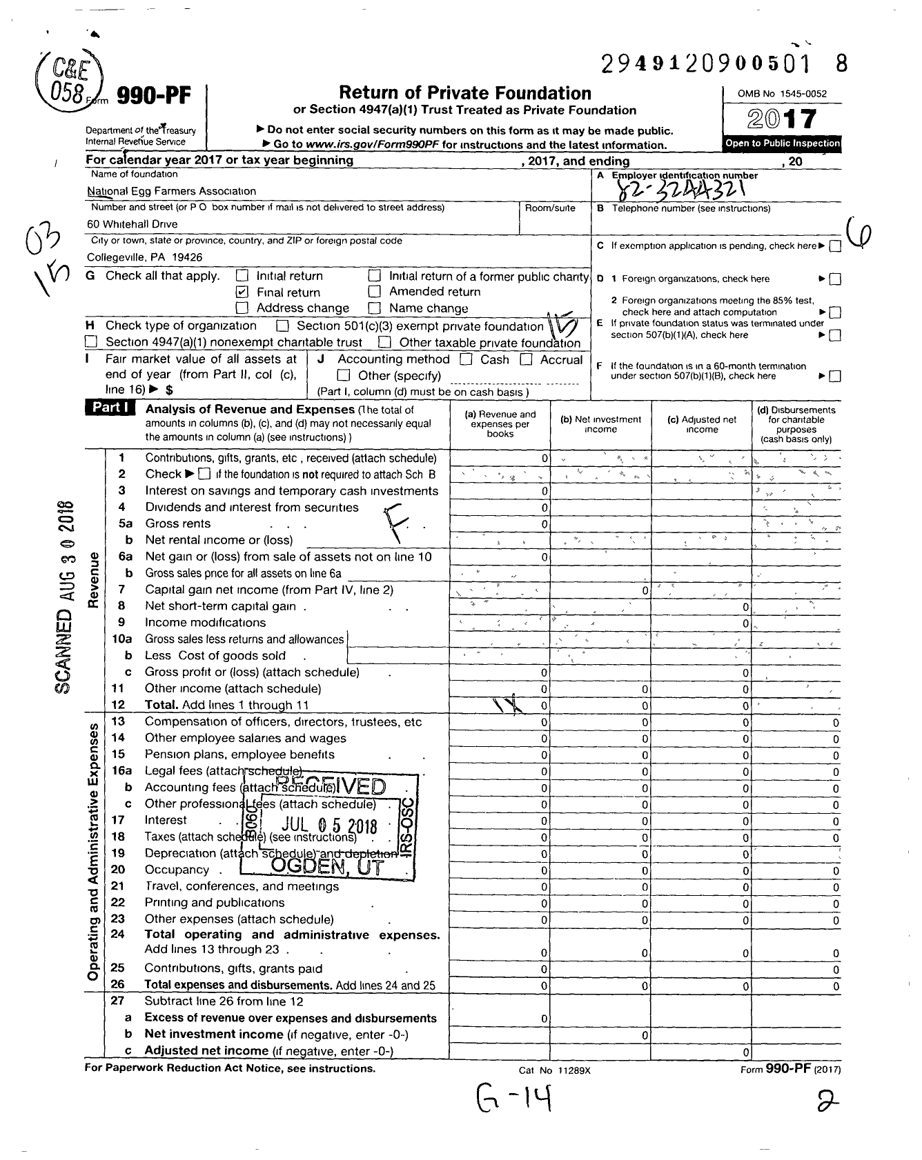 Image of first page of 2017 Form 990PF for National Egg Farmers Association