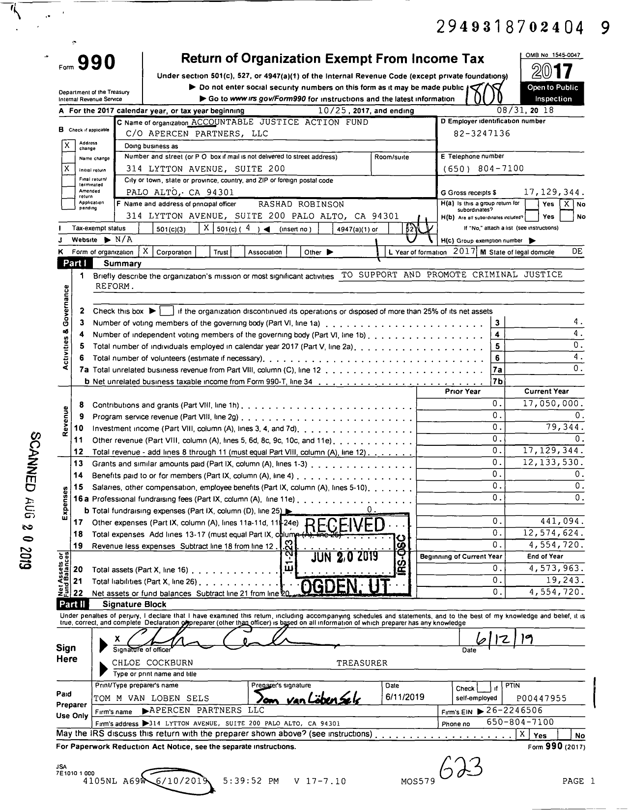 Image of first page of 2017 Form 990O for Just Impact Advisors