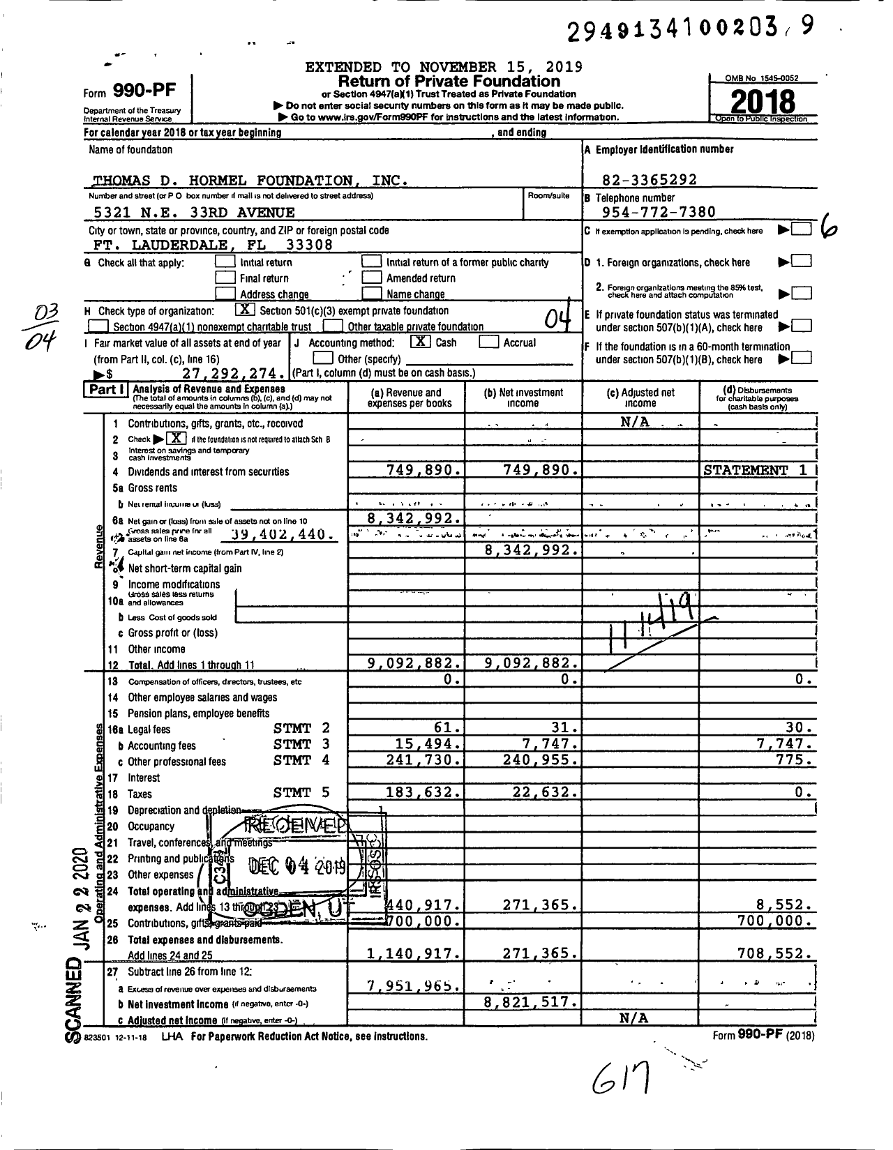 Image of first page of 2018 Form 990PF for Ladybug Foundation