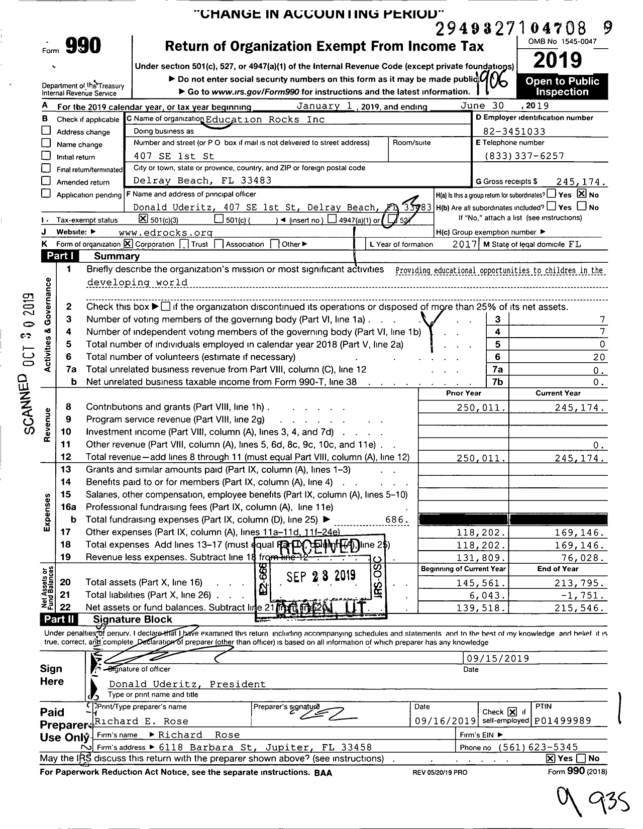 Image of first page of 2018 Form 990 for Education Rocks