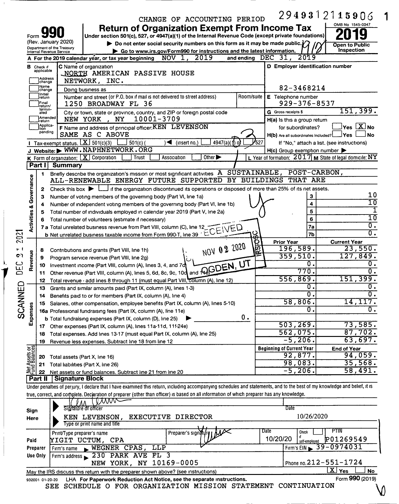 Image of first page of 2019 Form 990 for The Passive House Network