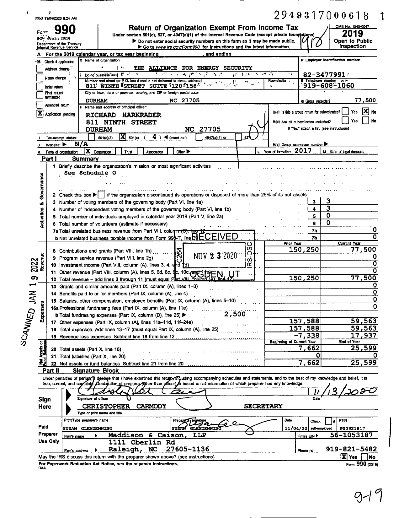 Image of first page of 2019 Form 990O for The Alliance for Energy Security