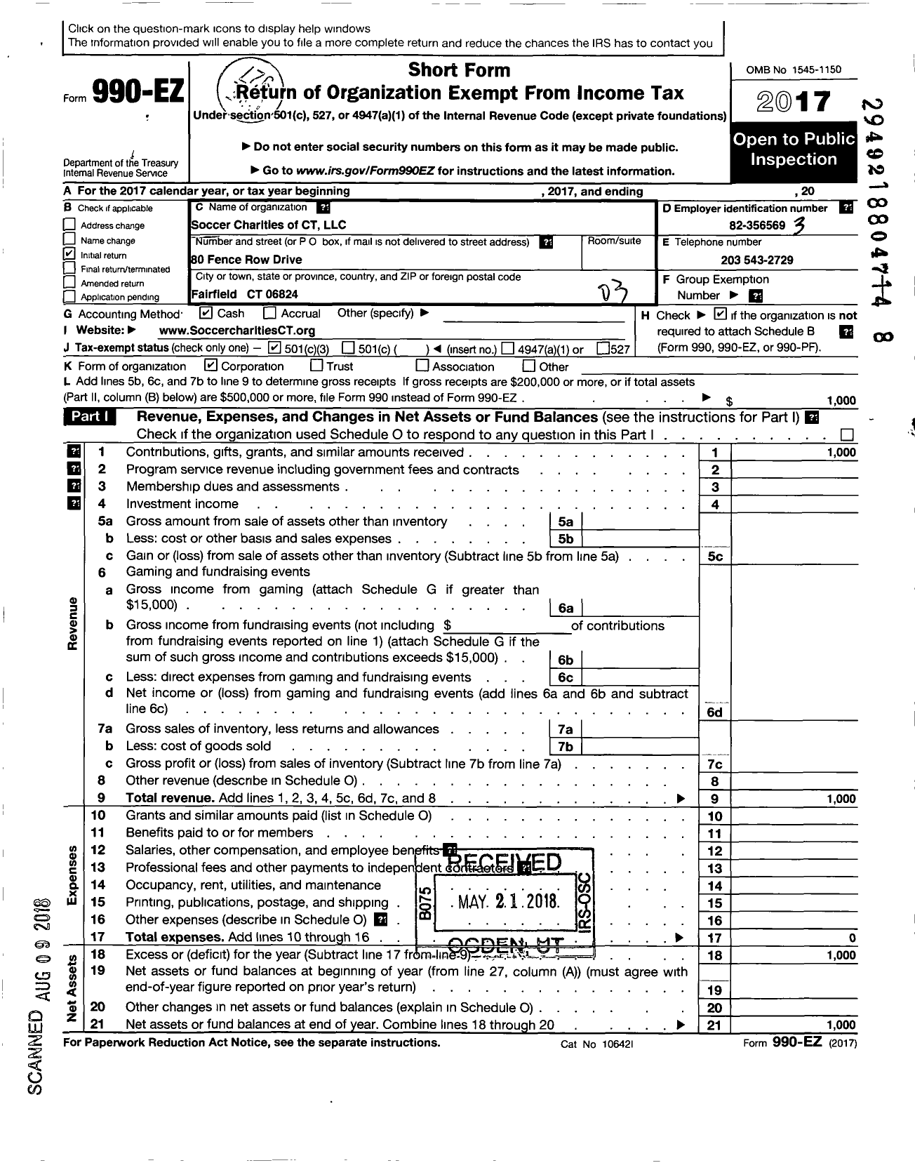 Image of first page of 2017 Form 990EZ for Level the Field