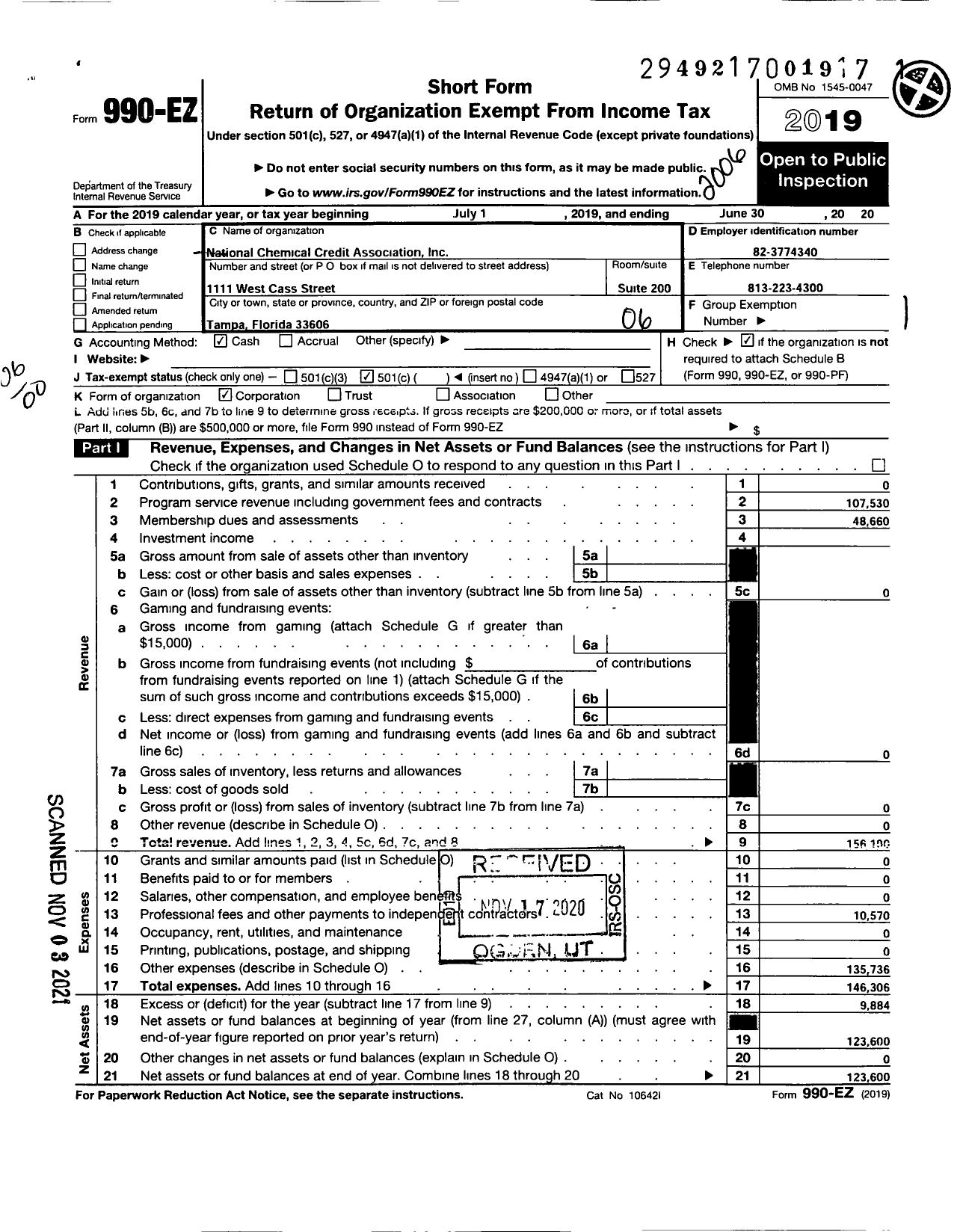 Image of first page of 2019 Form 990EO for National Chemical Credit Association