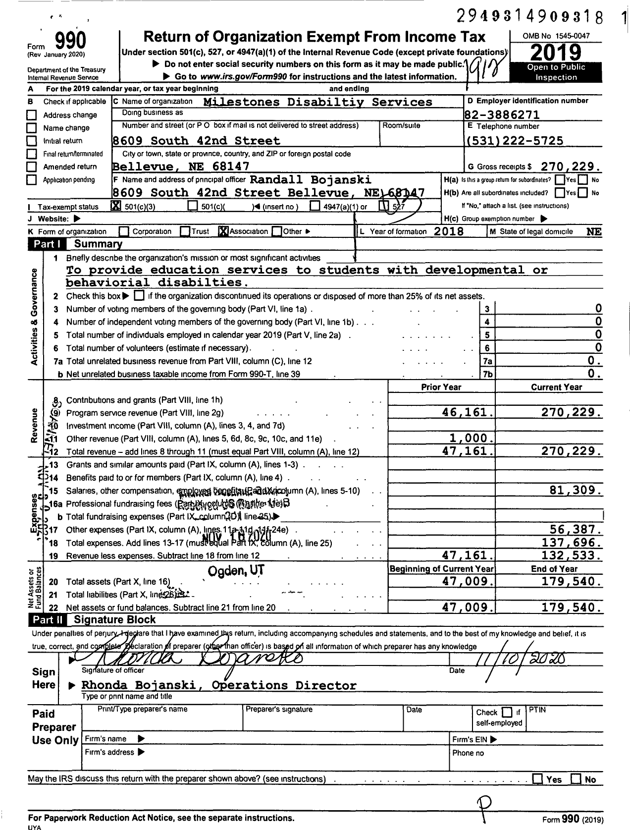 Image of first page of 2019 Form 990 for Veritas Community Services