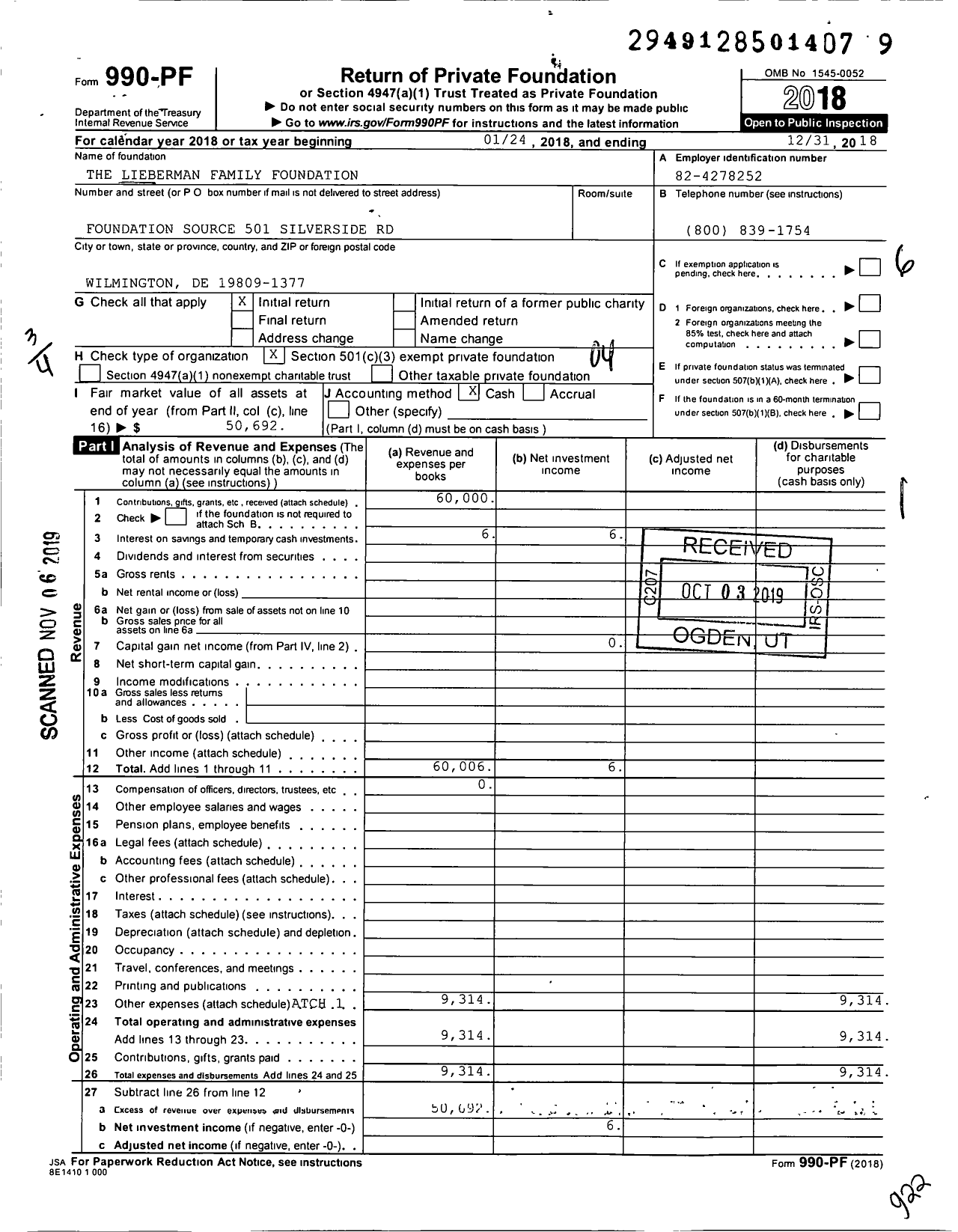 Image of first page of 2018 Form 990PF for The MONARCH Foundation
