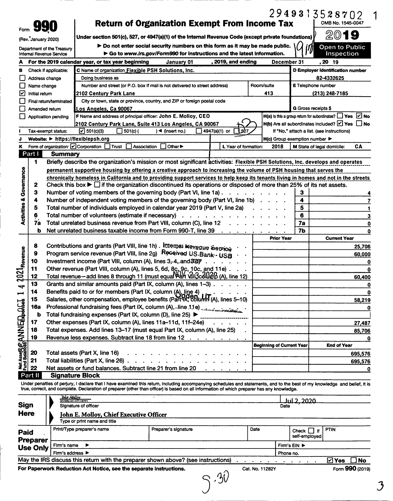 Image of first page of 2019 Form 990 for Flexible PSH Solutions