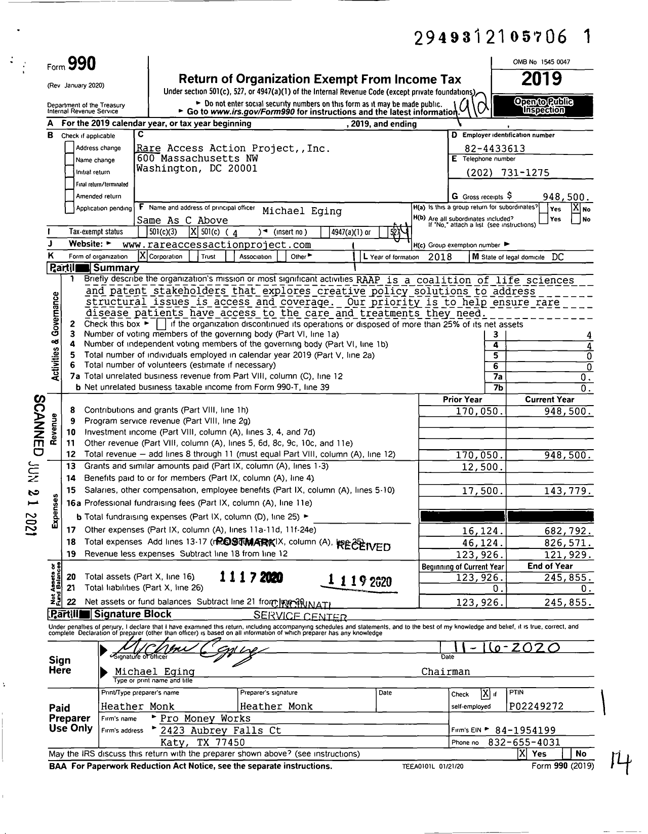 Image of first page of 2019 Form 990O for Rare Access Action Project