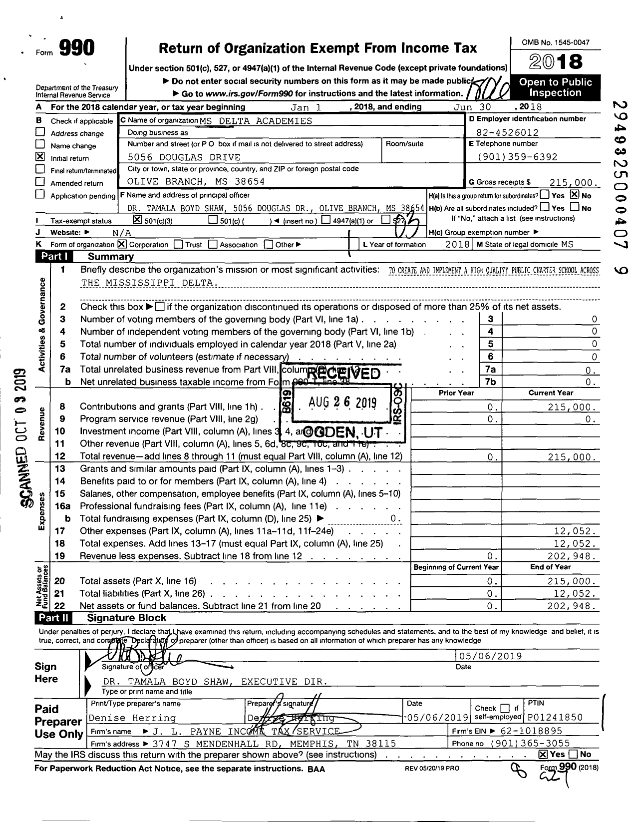 Image of first page of 2017 Form 990 for Leflore Legacy Academies