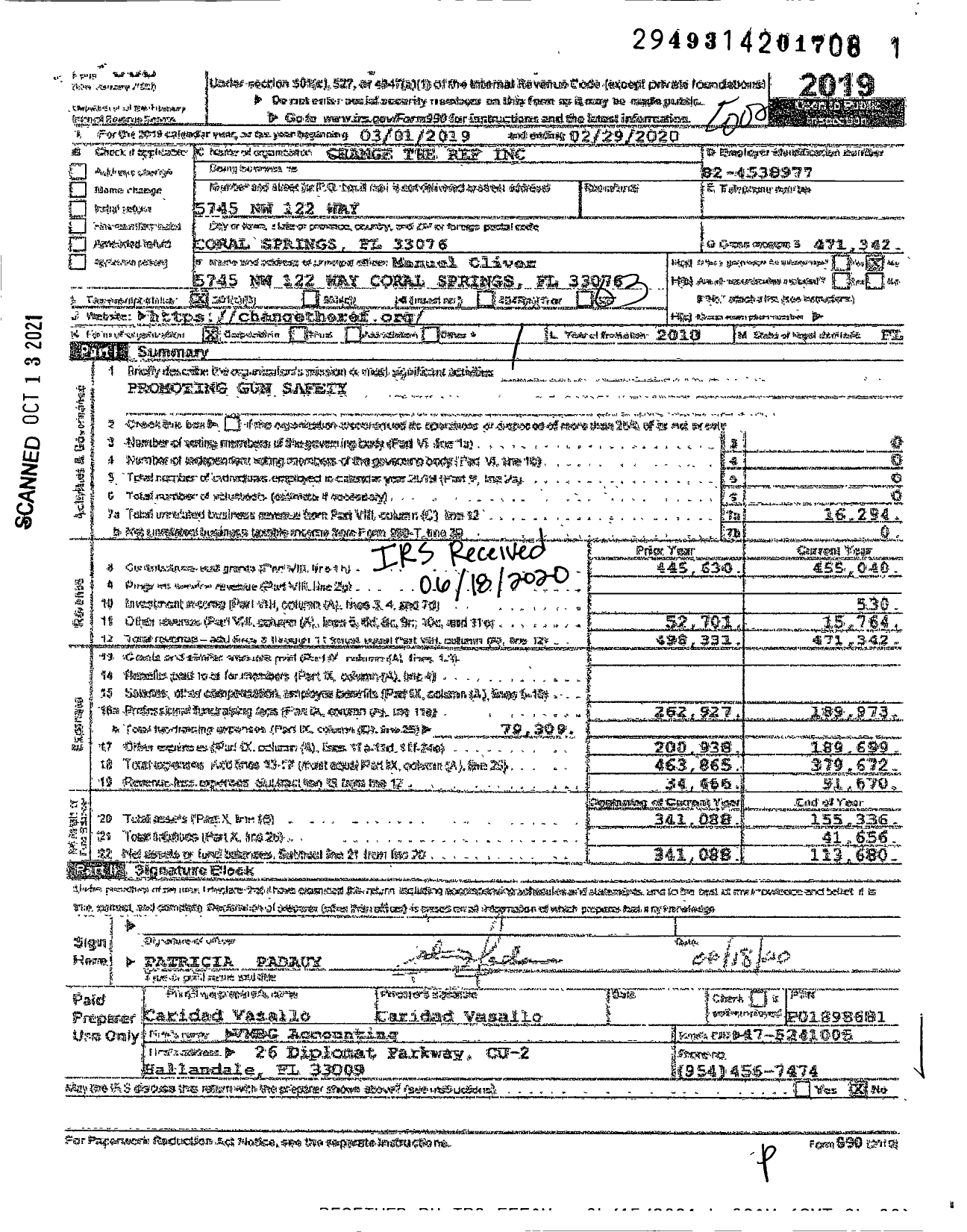 Image of first page of 2019 Form 990 for Change the Ref